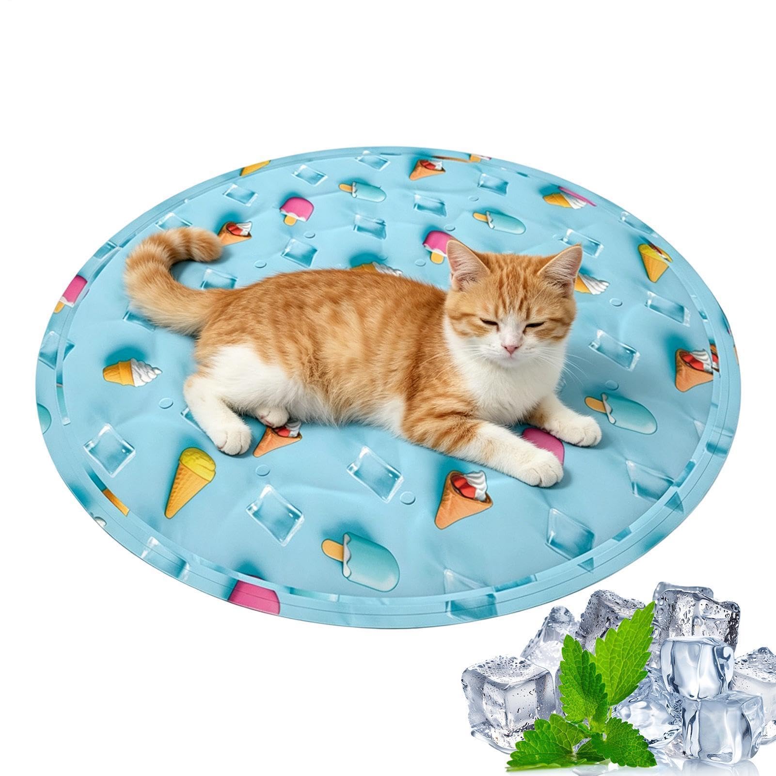 Kühlmatte für Hunde Runde, Tragbare, Wasserdichte, Faltbare, 50 Zentimeter