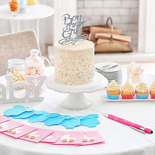 Miniatura 6 de Nuanchu 48 bolígrafos retráctiles para baby shower, con texto en inglés "It's a Boy Girl", bolígrafos de gel retráctiles de tinta negra, bolígrafos