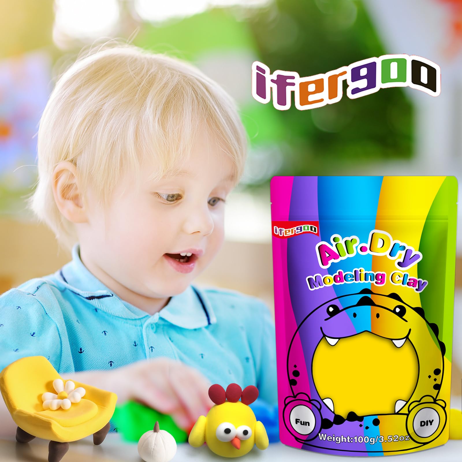iFergoo Air Dry Clay, Ultra Light Modeling Clay, Magic Clay DIY Creative Modeling Dough - Image 4