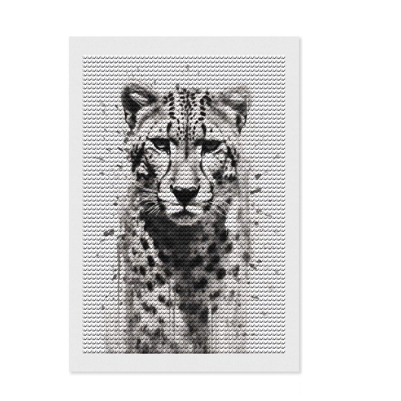 Junmoney Cheetah Jungle Elegance Round Drill Diamond Painting 8"x12", Gift Idea, for Teens, Fun Craft Experience, Aesthetic Room Decor