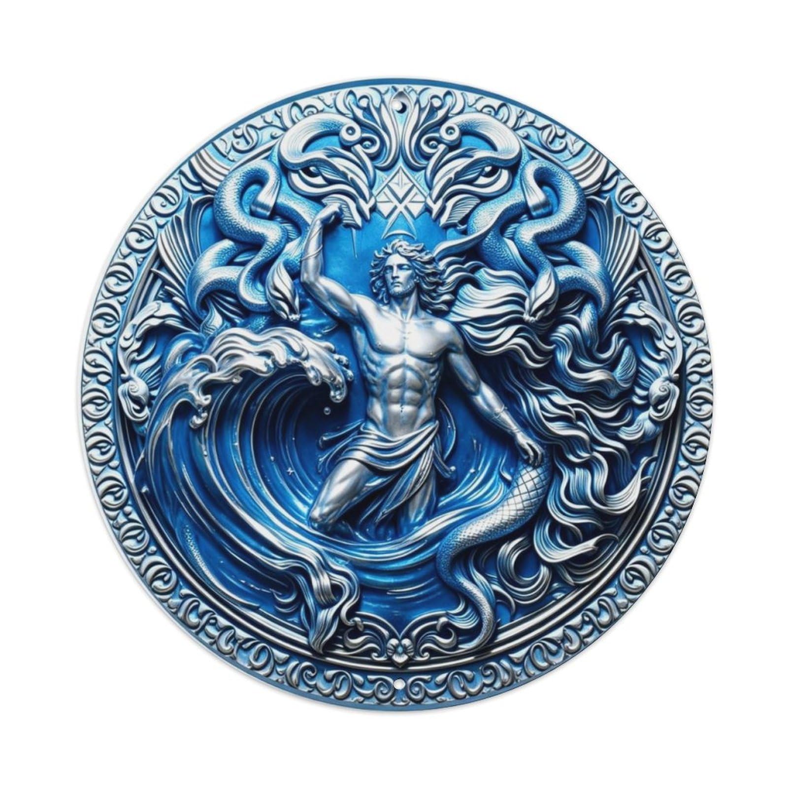 Aquarius Water Bearer Zodiac Waves 3D Astrology Metal Tin Sign Plaque