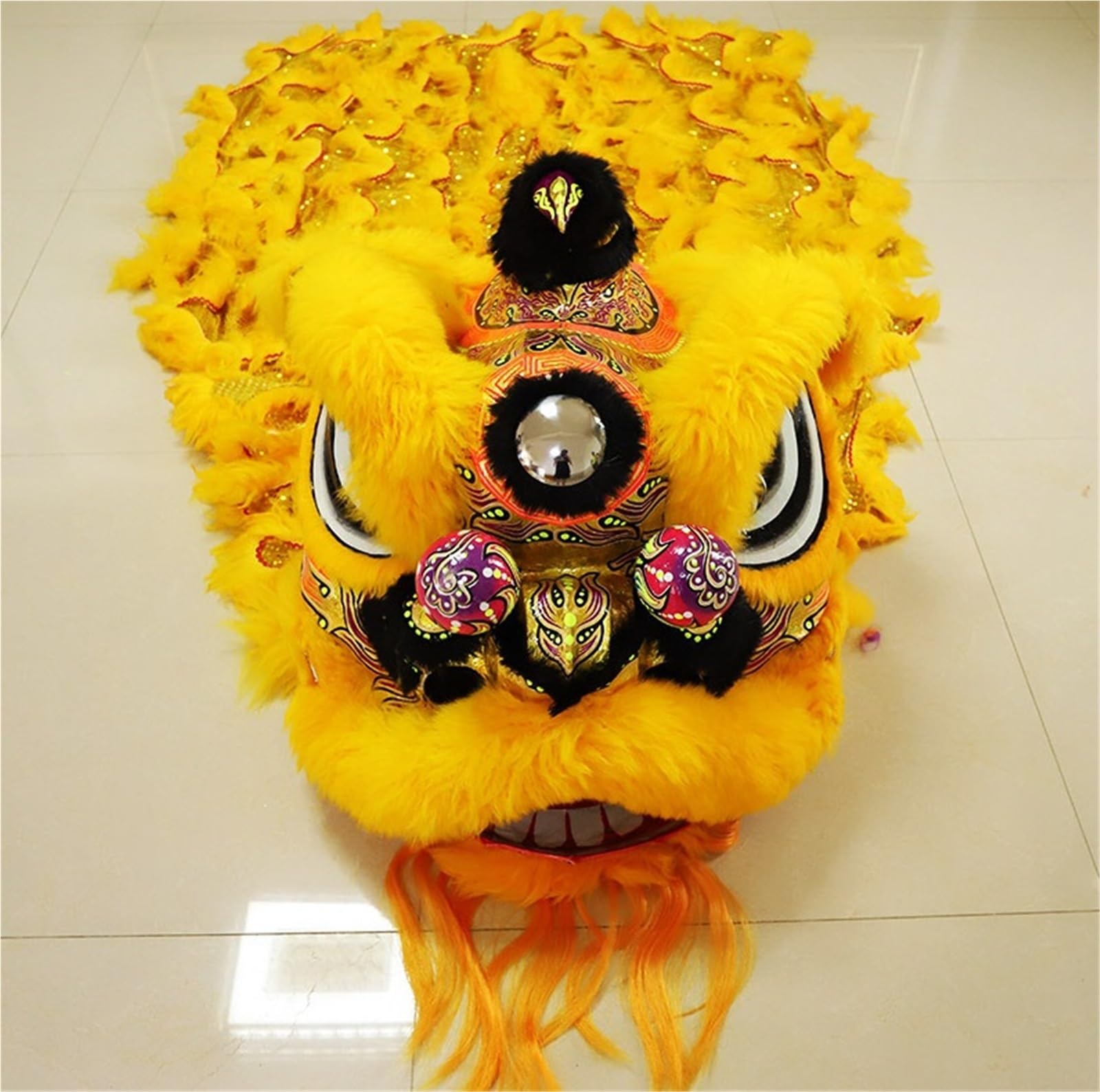 Drago Cinese per Feste Set di Sport all'Aria Aperta for 2 Giocatori della Mascotte Fase Performance del Costume Danza Leone Cinese Feste Cinesi in Italia(Yellow2)