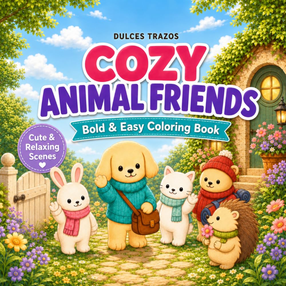Cozy Animal Friends: Bold & Easy Coloring Book
