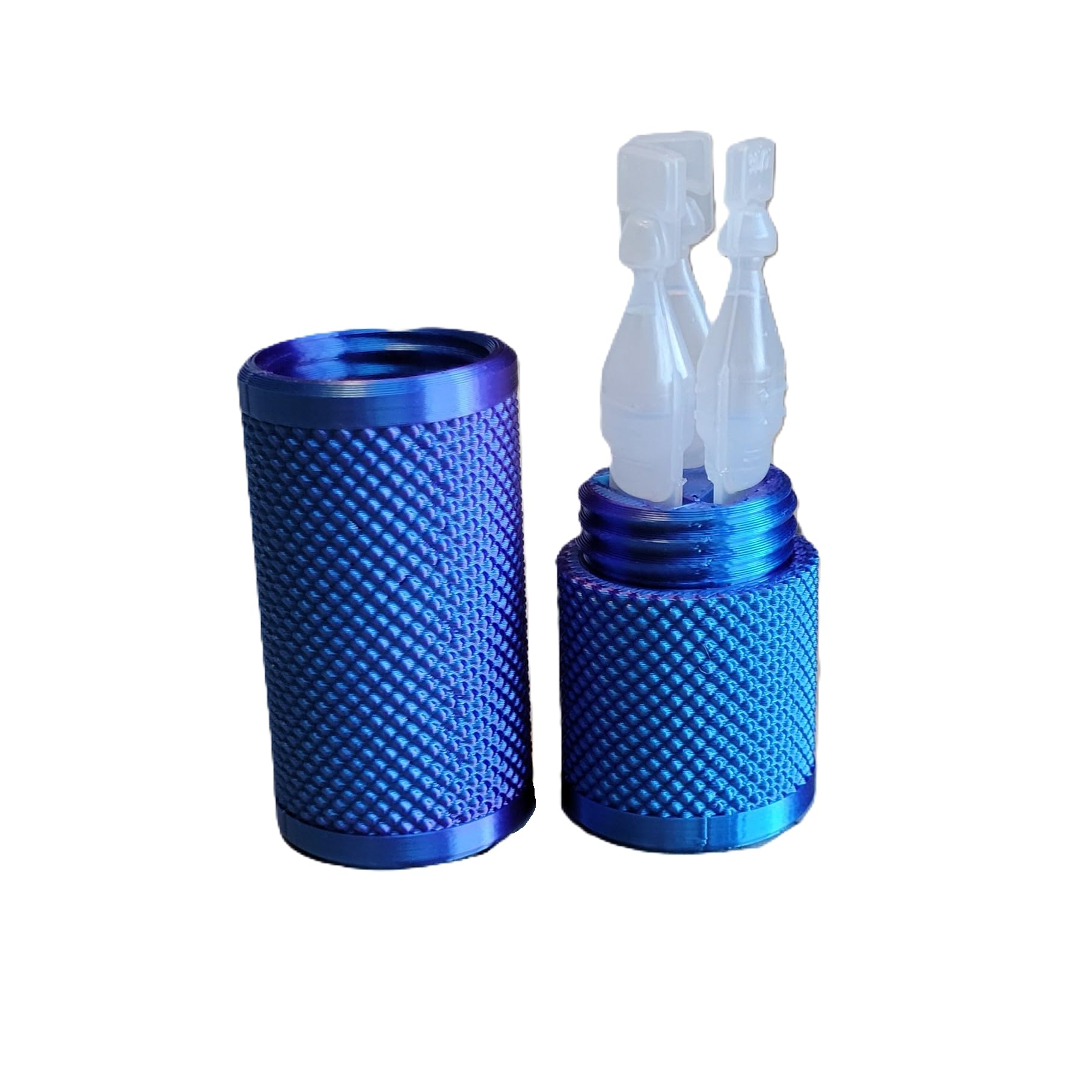 Znet3D Eye Drop Vial Holder & Travel Carry Case - Securely Holds Three (3) Single-Use Vials - Screw-On Lid, Knurled Pattern - Keep Vials Safe & Secure