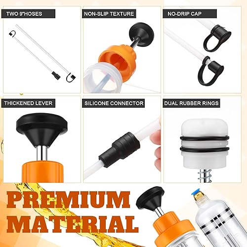 Miniatura 5 de Lothee Paquete de 2 Extractores de Fluidos Automotrices de 500cc Bomba Extractora de Aceite Bomba de Jeringa Manual con Manguera Succión Manual al