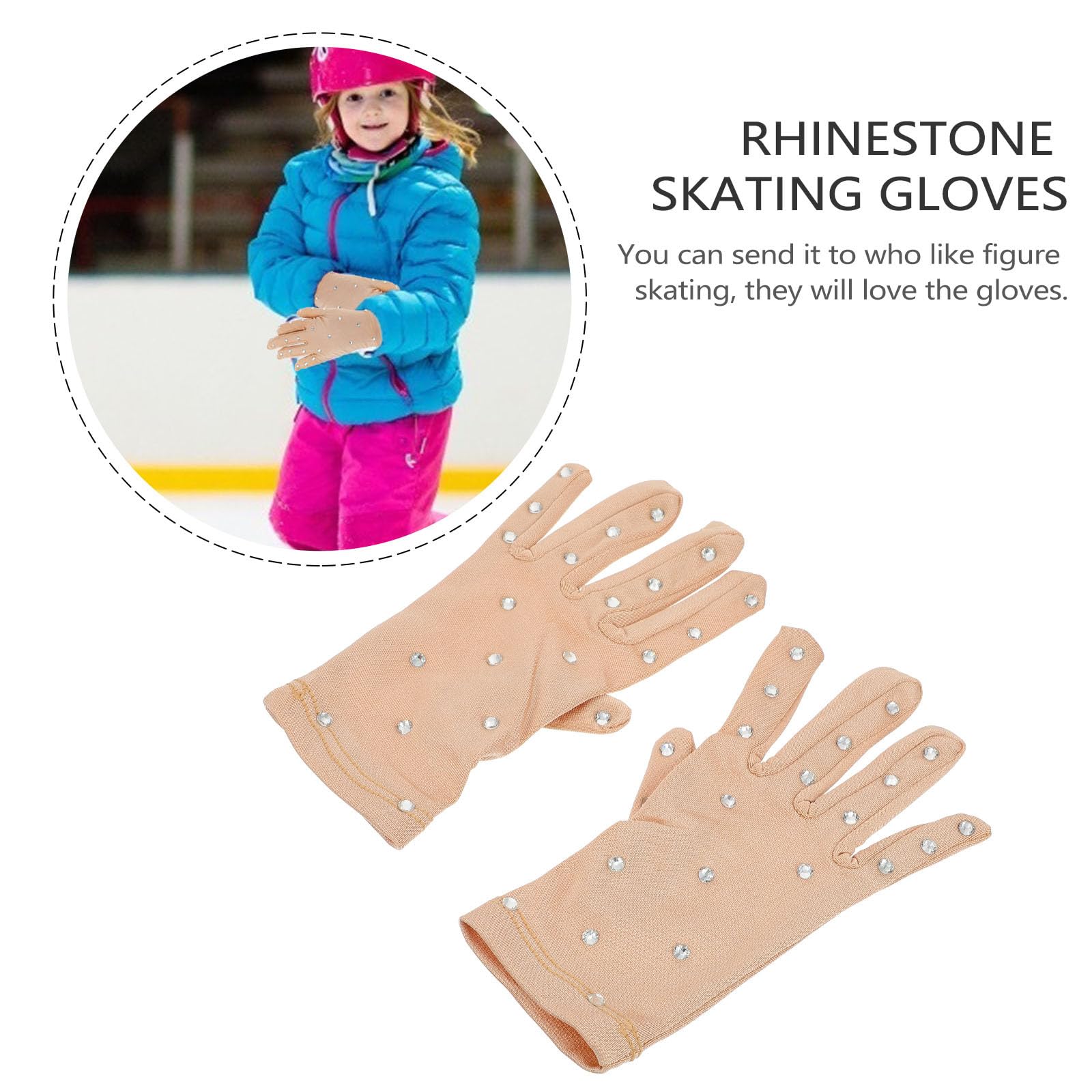 GALPADA Guantes Antideslizantes de Fibra Elástica Protección Térmica y Transpirables Gemas de Imitación para Vestida Patinaje Artistico Niña Ideales para Patinaje sobre Hielo — view 9