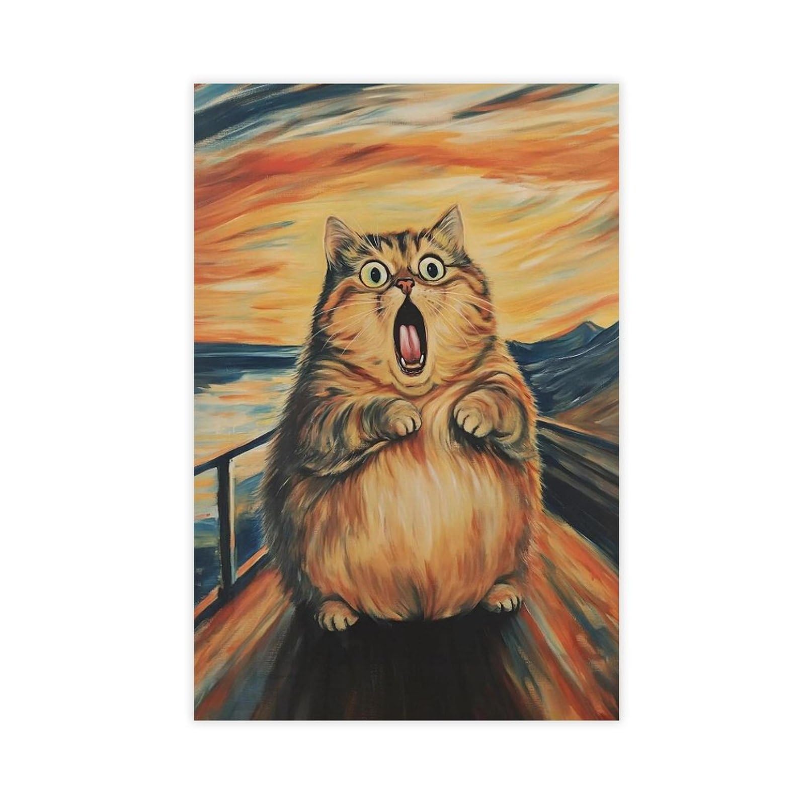 Oahfdf Scream Cat Eclectic Bathroom Canvas Poster Bedroom Decor Landscape Office Room Decor Gift 20X30inch(50X75cm)