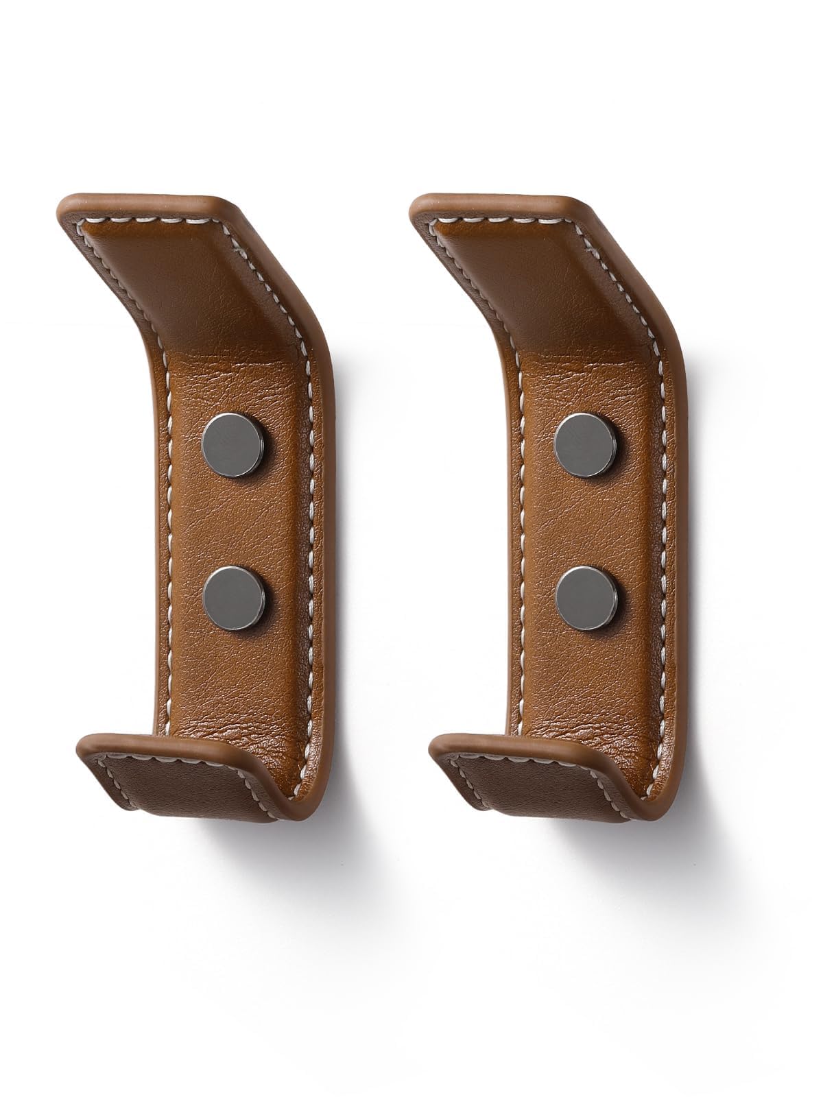 Sorwduerm Brown 2 Pack Leather Coat Hooks Wall For Hanging Rectangle Coat Hooks For Hanging Robe Towels Bags Hats Scarf Keys Clothes Suitable For Bedroom, Entryway And Closet