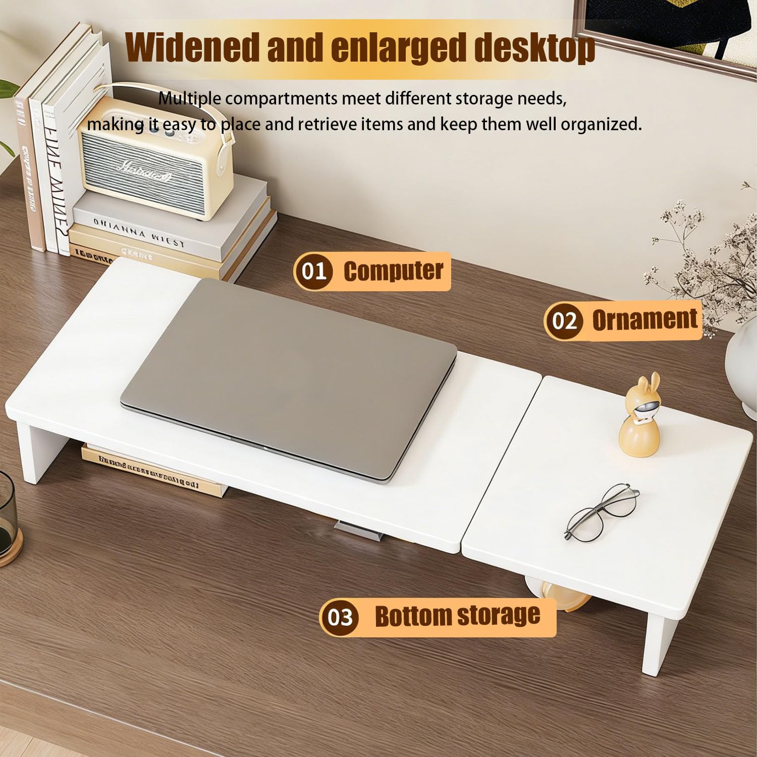 Soporte Portatil Escritorio,51,5*24*9,5 Cm Multifuncional,Altura Ajustable En Cinco Niveles,Diseño Ergonómico,Adecuado Para Leer y Trabajar,Apto Para Computadoras Portátiles De Menos De 17 Pulgadas