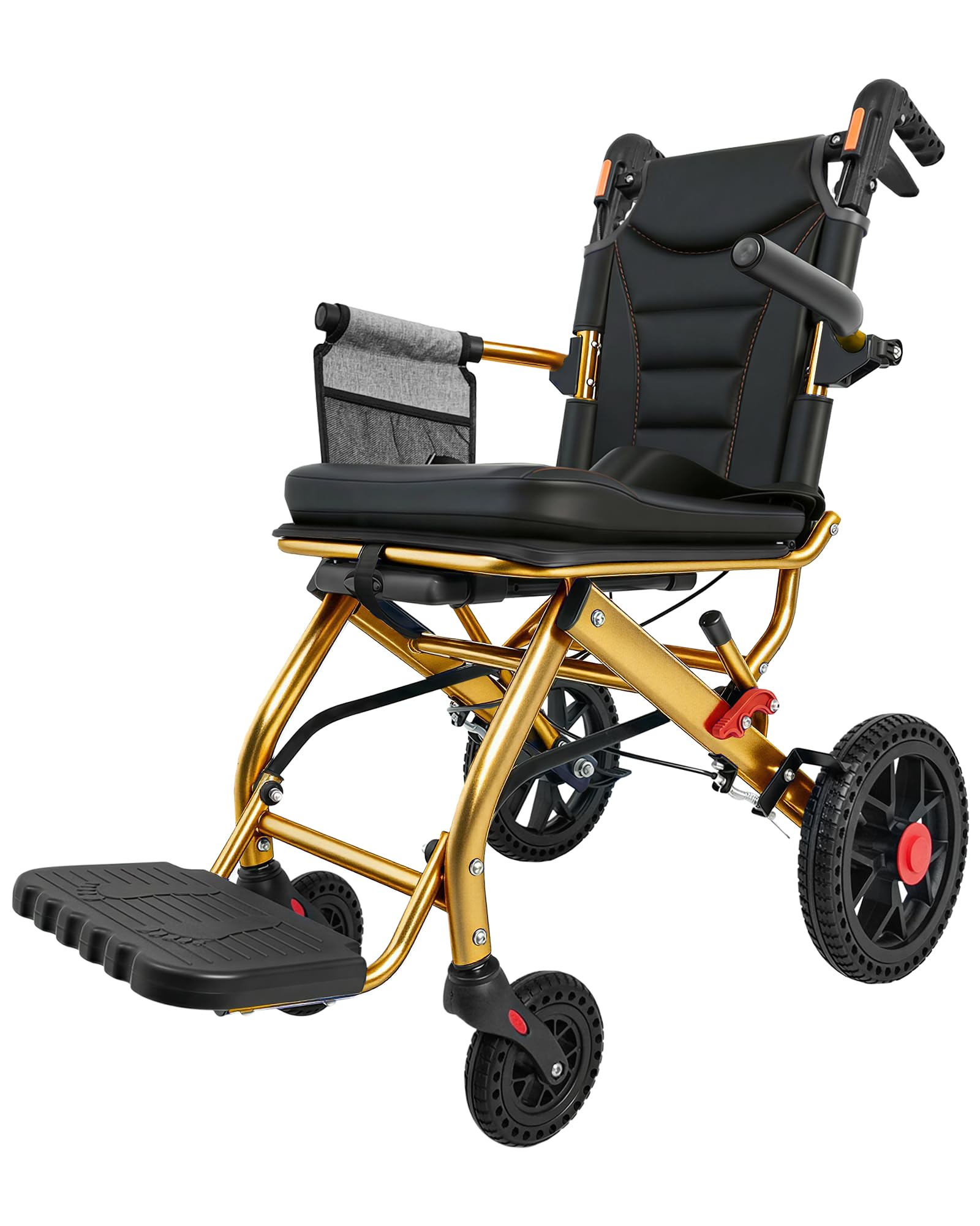 Photo 1 of Ultra Lightweight Folding Transport Wheelchair for Seniors & Adults, Gold