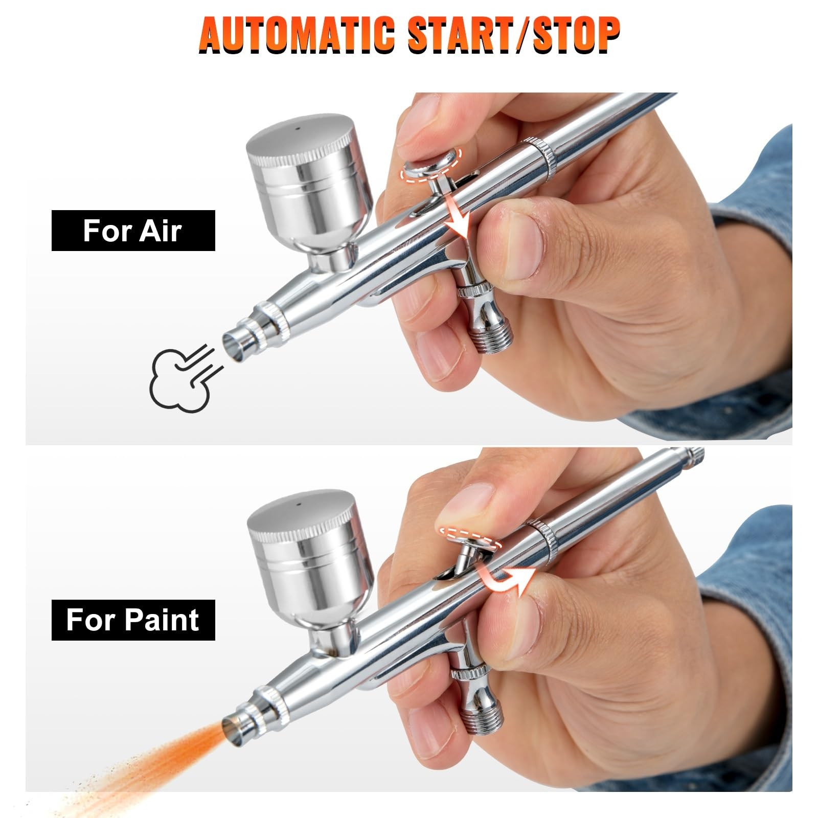 Kit de aerógrafo de doble acción, compresor de de aerógrafo multifuncional, pistola pulverizadora de 0,3mm for pintura de pasteles, modelo de maquillaje de uñas Eficiencia