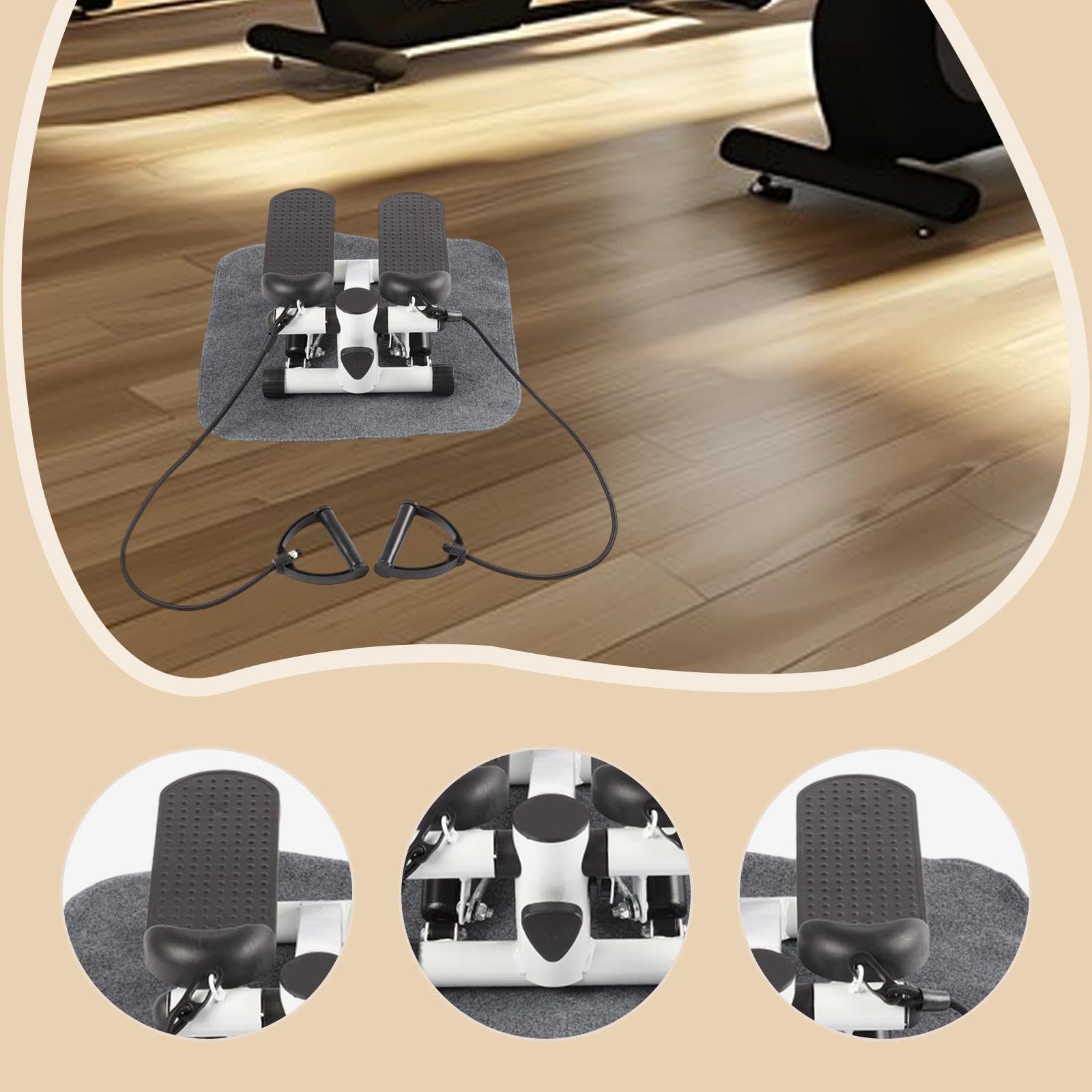 Mini Stepper Fitness Casa con Fasce di Resistenza e Tappetino, Regolabile, Silenzioso, Compatto 38x30x18cm (15x12x7in)