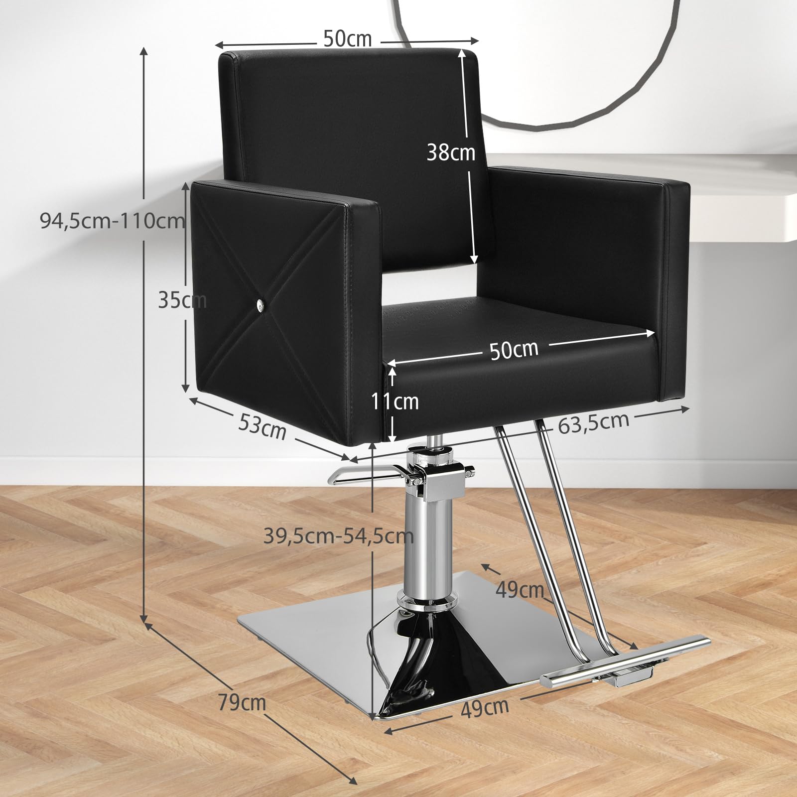 GOPLUS Friseurstuhl höhenverstellbar 360° Drehung 150kg Kapazität Barberstuhl mit Fußstütze
