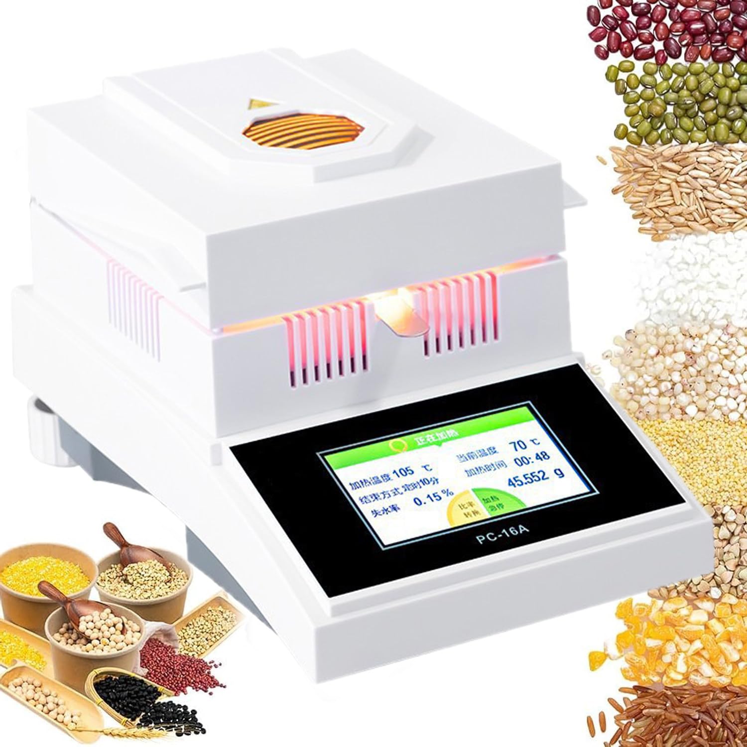 Analizador De Humedad Halógeno Laboratorio Café Arroz Alimentos Grano Semillas Digital Balanza De Contenido Halógeno Analizador Medidor Legibilidad Humedad 0,01%,100g/2mg