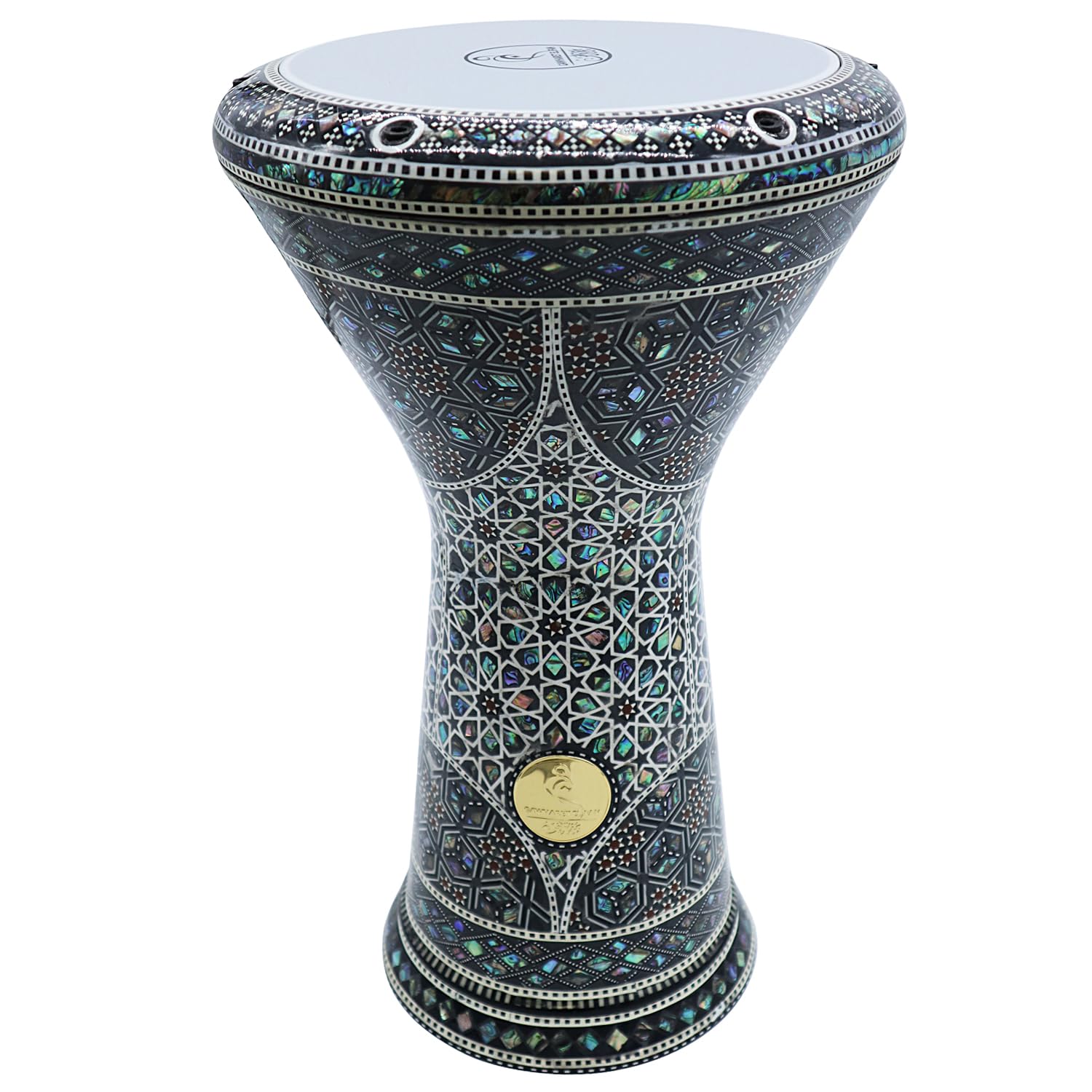 Darbuka Doumbek egipcio Gawharet El Fan de 44,5 cm (nácar auténtico), color verde (Rigel)