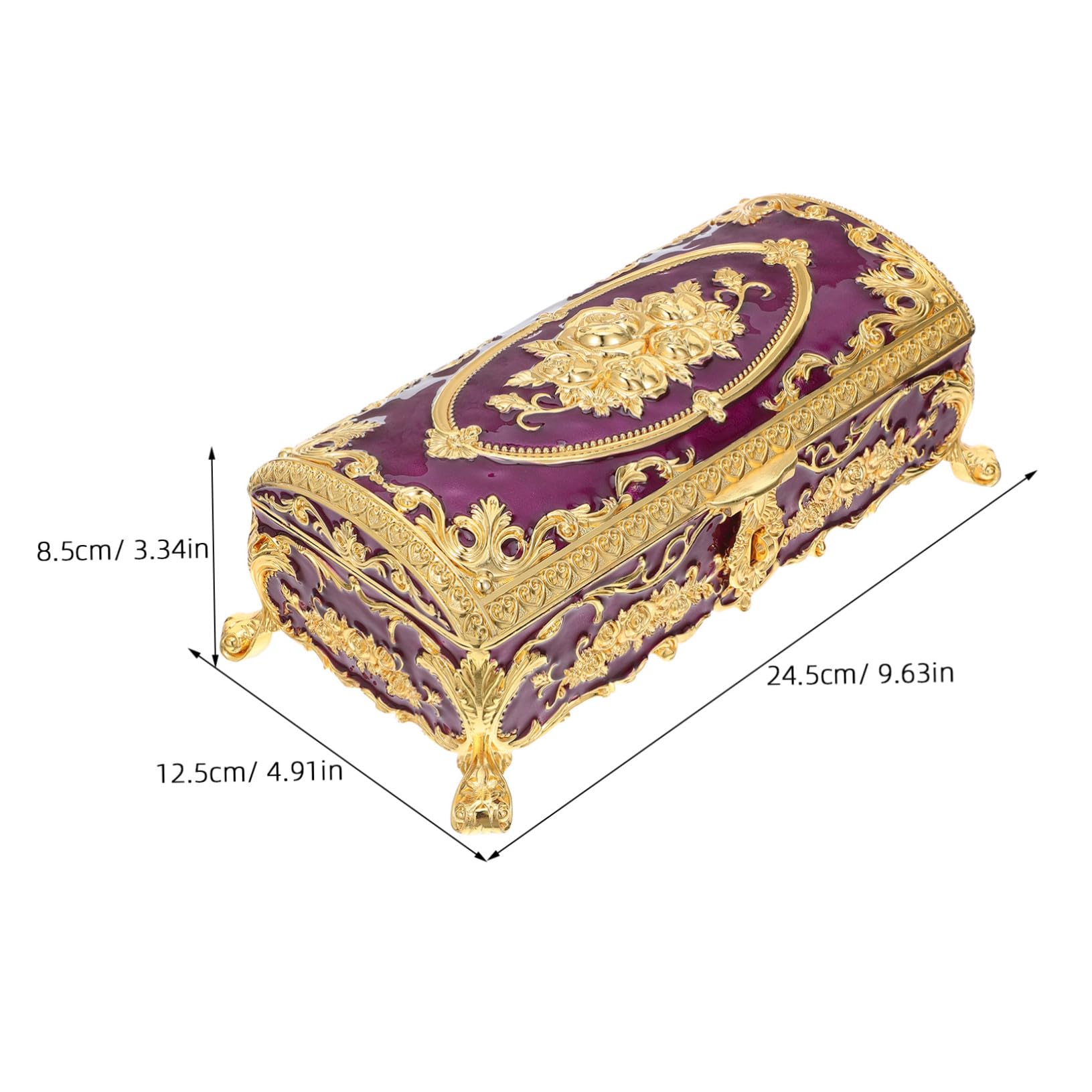 Schmuckkästchen Aufbewahrungsbox für Damen aus Legierung Vintage als Dekorative Schmuckschatulle Kompakte und Vielseitige in Violett Elegantes Retro Design für Zuhause