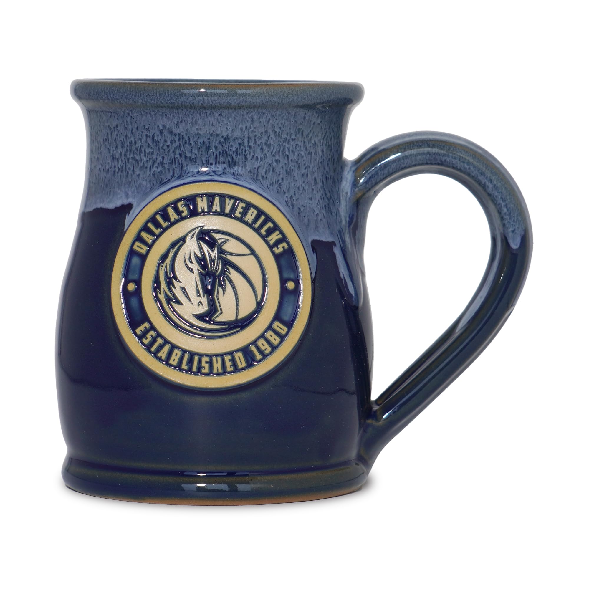Greater Distance NBA Basketball Dallas Mavericks 14-oz Two-Tone Tall Belly Mug, Handmade Large Ceramic Coffee Mug With Team Logo for True Fans, Premium Deneen Pottery Made in USA
