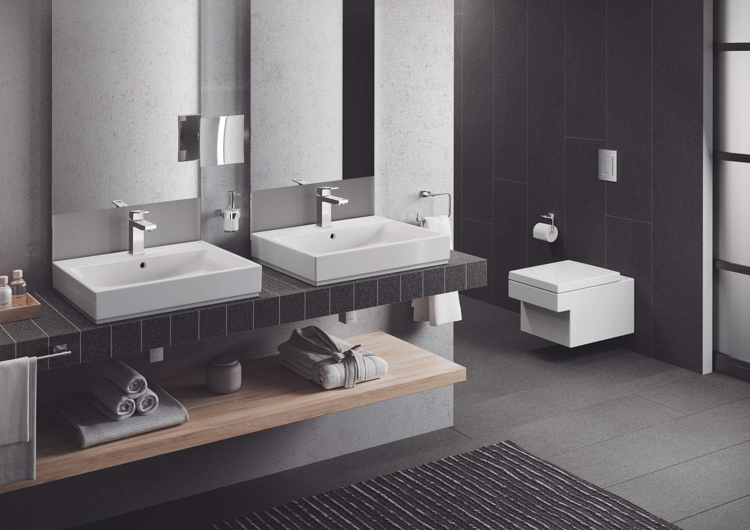 GROHE Essentials Cube Toilet Paper Holder, StarLight Chrome, 1