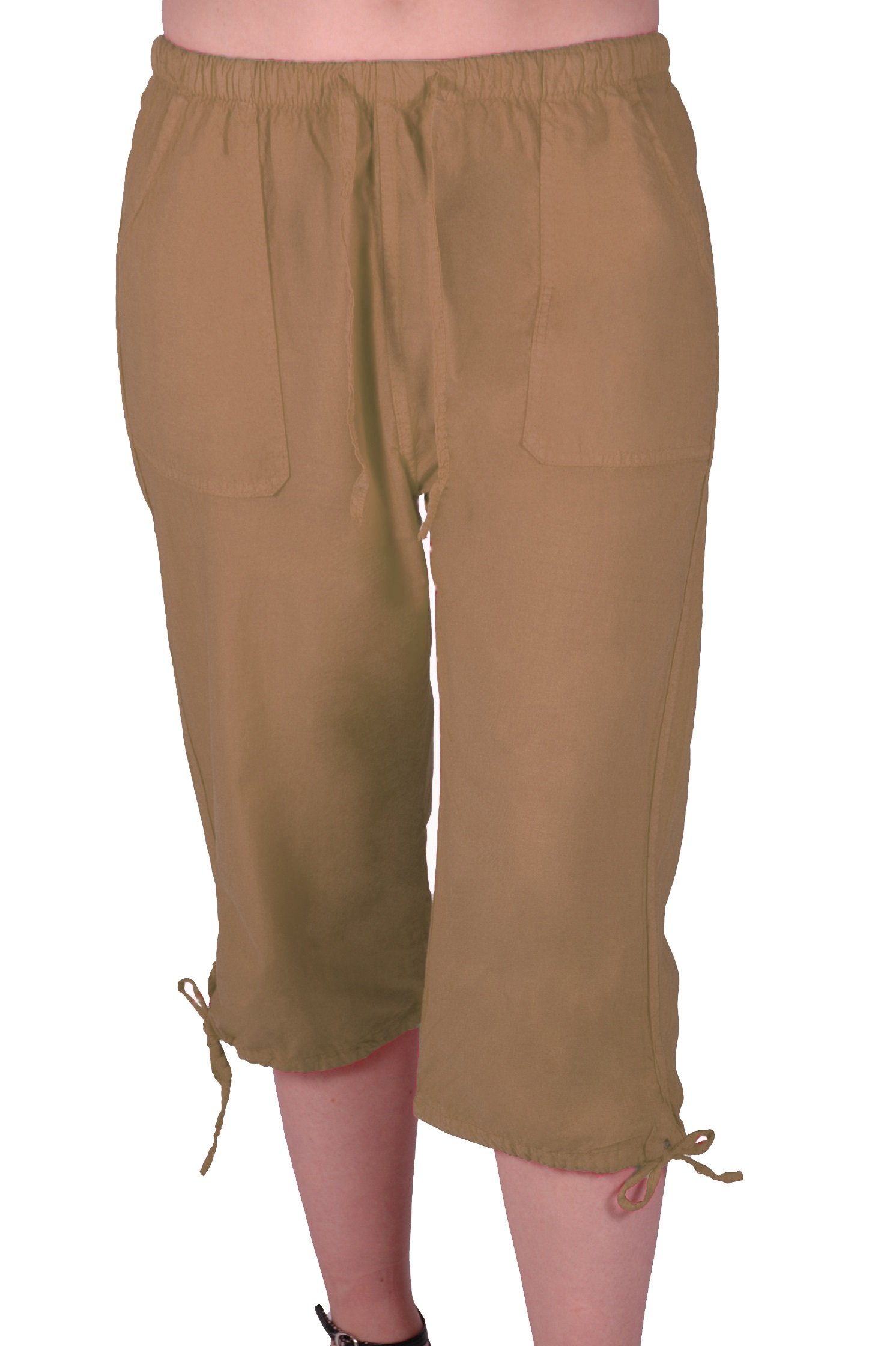 Eye Catch Women's Mocha Eyecatch Oregon Capri Crop Shorts Pants 3/4 Cropped Trousers Medium