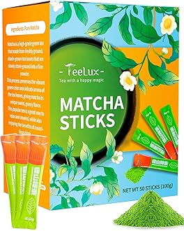 Matcha Green Tea Powder, Premium First Harvest Culinary Grade Matcha Single Serve Packets, Unsweetened Matcha Powder Travel Stick Packs, 50 Count