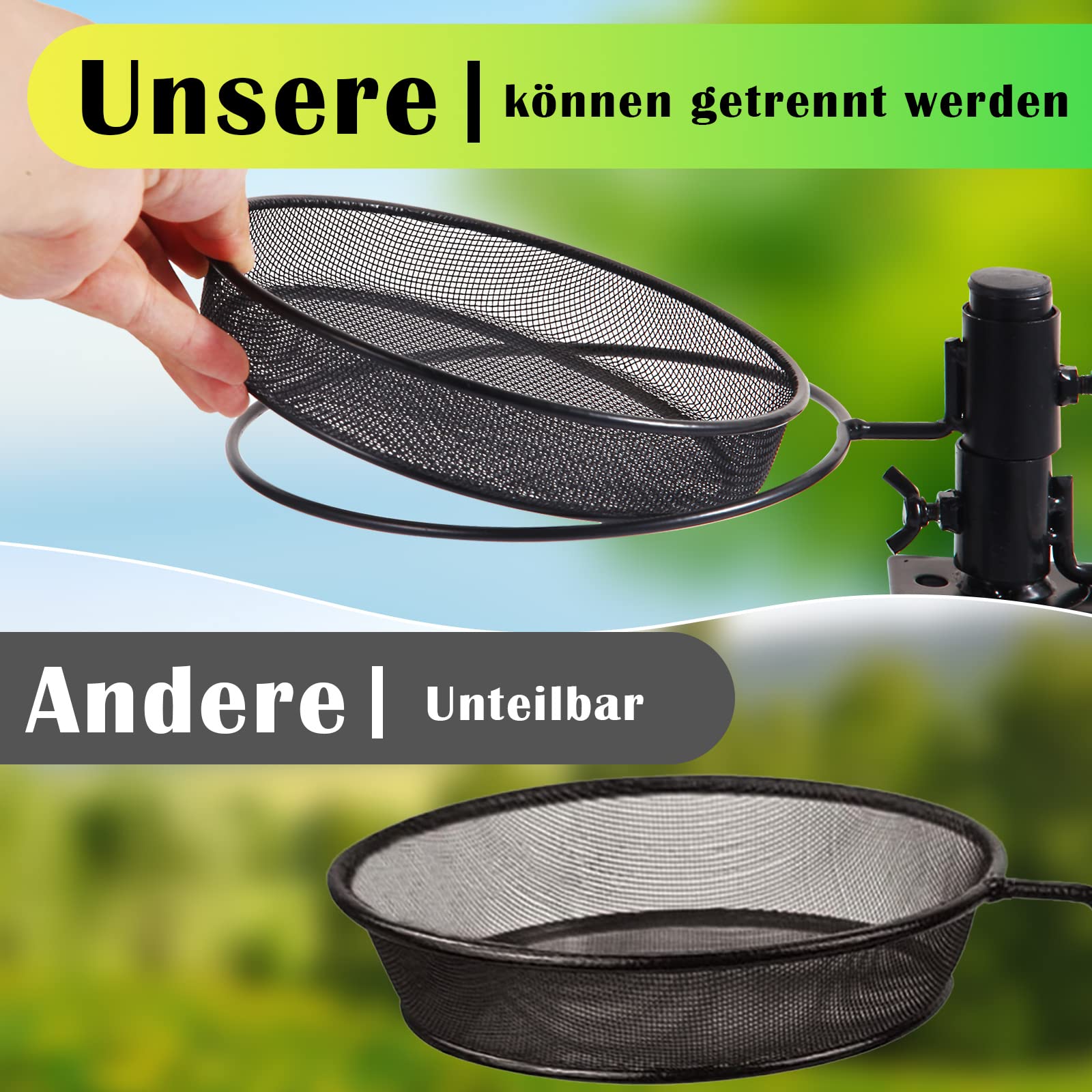 HRAYLTOP Die hängend Vogelfutterspender und Vogeltränke - mit 18cm 2-in-1 Metall Balkonhalterung，Vogelhaus Garten，Vogeltränke Balkon für absorbieren Vogelfutter