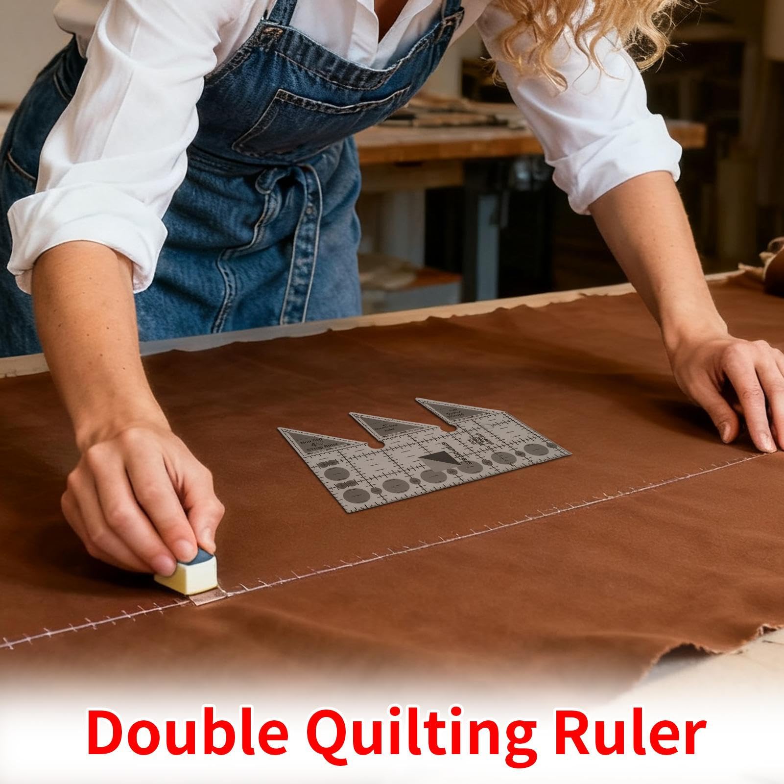 Righello per Quilting - Righello da Cucito in Acrilico 15x10 cm, Righello Antiscivolo per Quilting, Strumento ergonomico per Tessuti a 45°