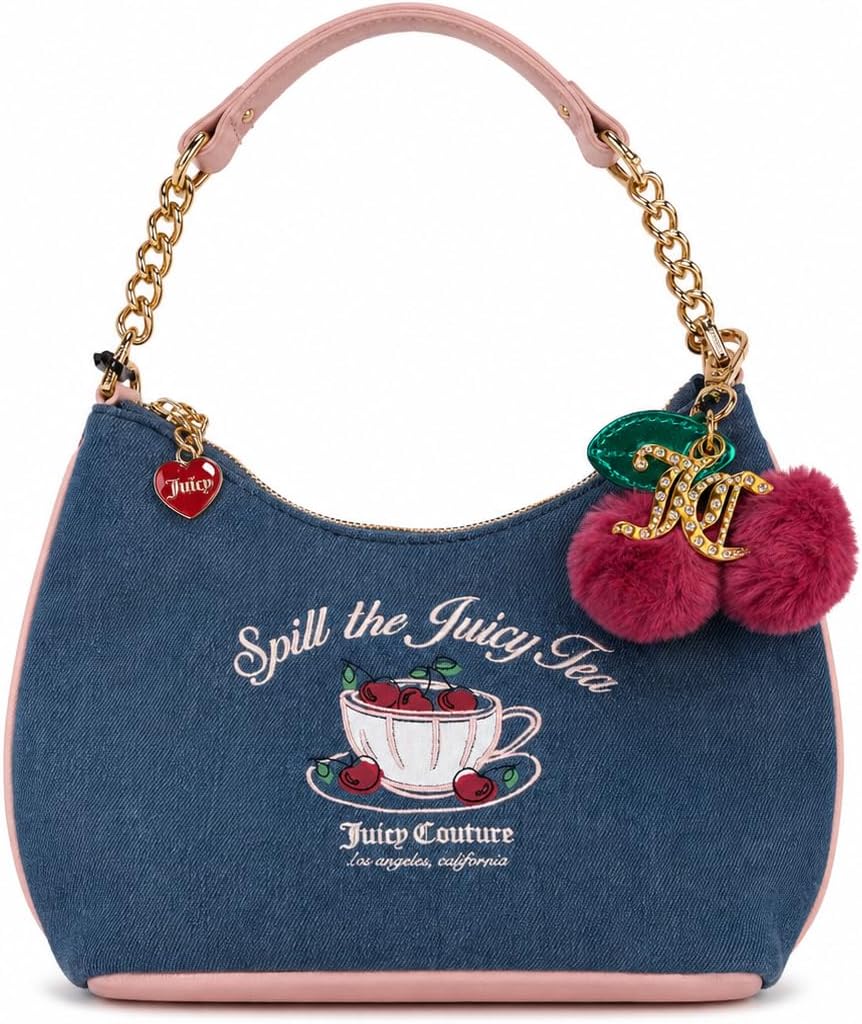 Juicy Couture Sweet Tea Party Hobo Bag, 9" H x 9" W x 4" D