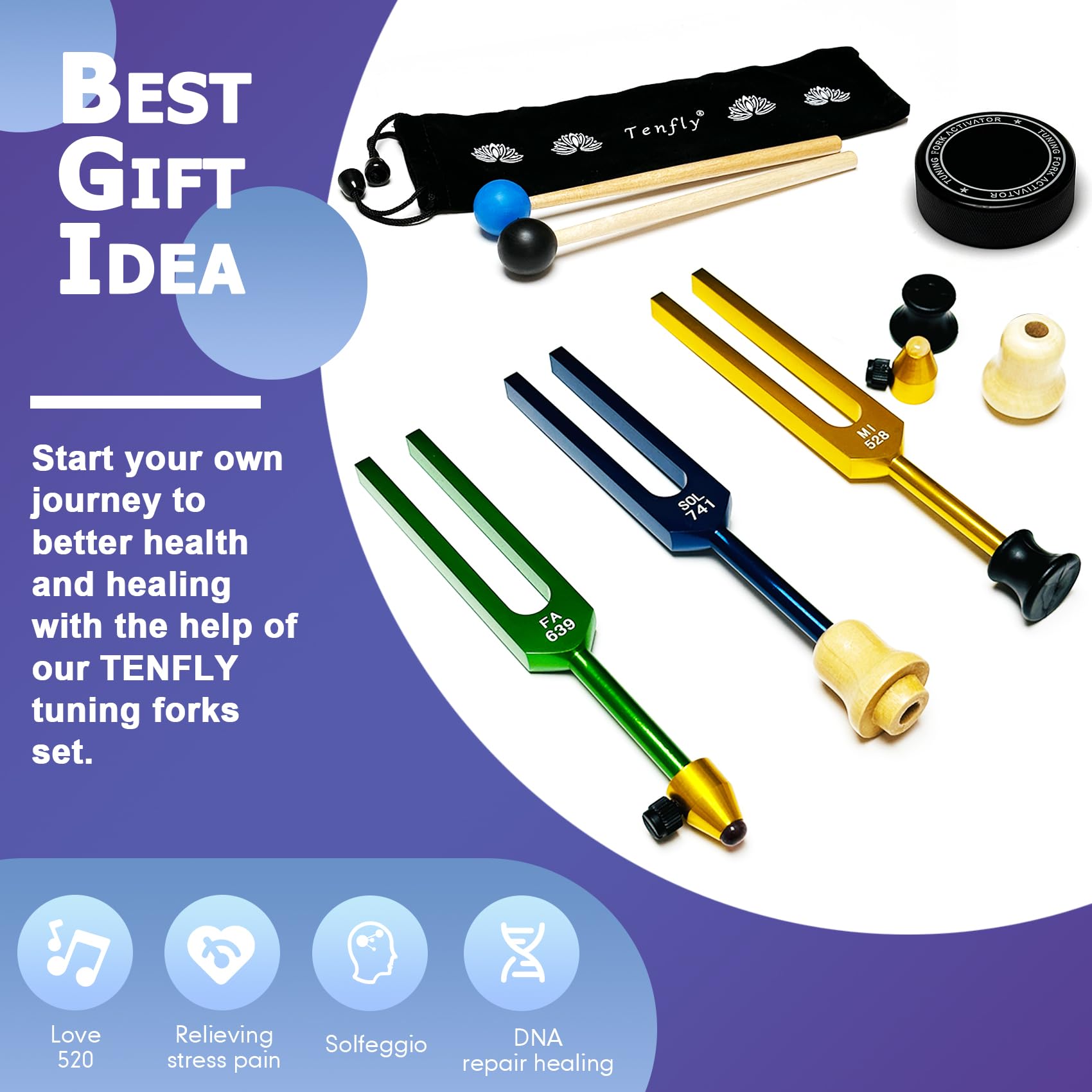 【美品】ソルフェジオ周波数 チューニングフォーク10本セット 美品】ソルフェジオ周波数 チューニングフォーク10本セット