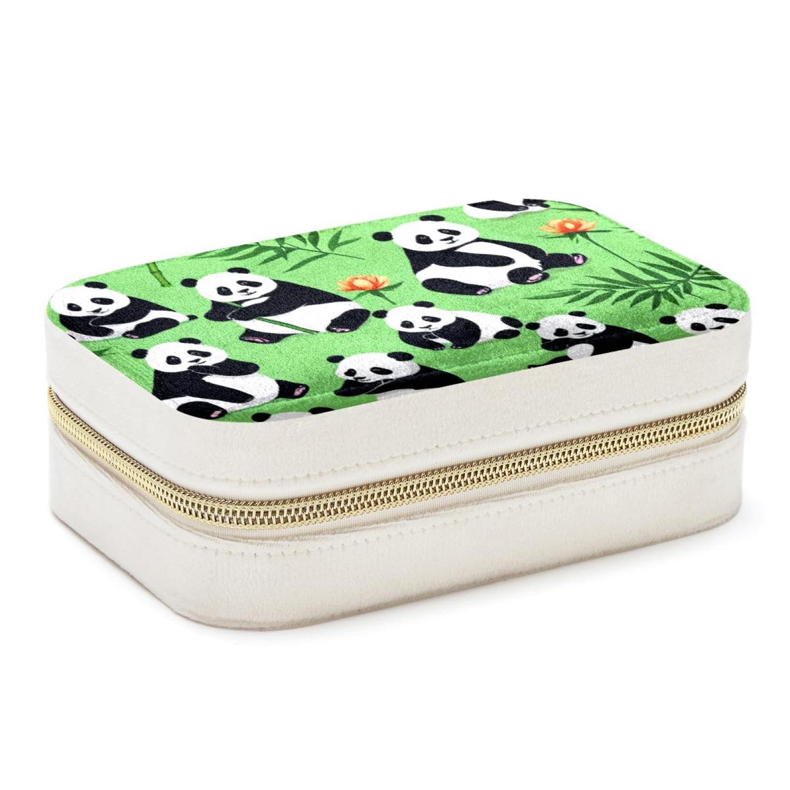 Boîte à bijoux spacieuse et élégante, coffret de rangement panda vert