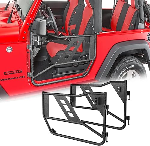 RYNOSKIN Puertas tubulares aptas solo para Jeep Wrangler JK 2007-2018 (excluyendo los modelos Wrangler JL y JT) Wrangler JK Tubo media puerta,