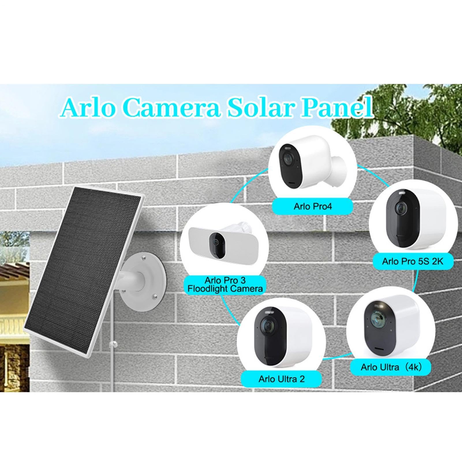 Pannello Solare per Telecamera Caricatore Impermeabile A Ricarica Rapida | Pannello di Ricarica Solare da 10W per Telecamere da Parete per Telefoni, Moto, Camper, Elettronica, Campeggio, Pesca, Gi