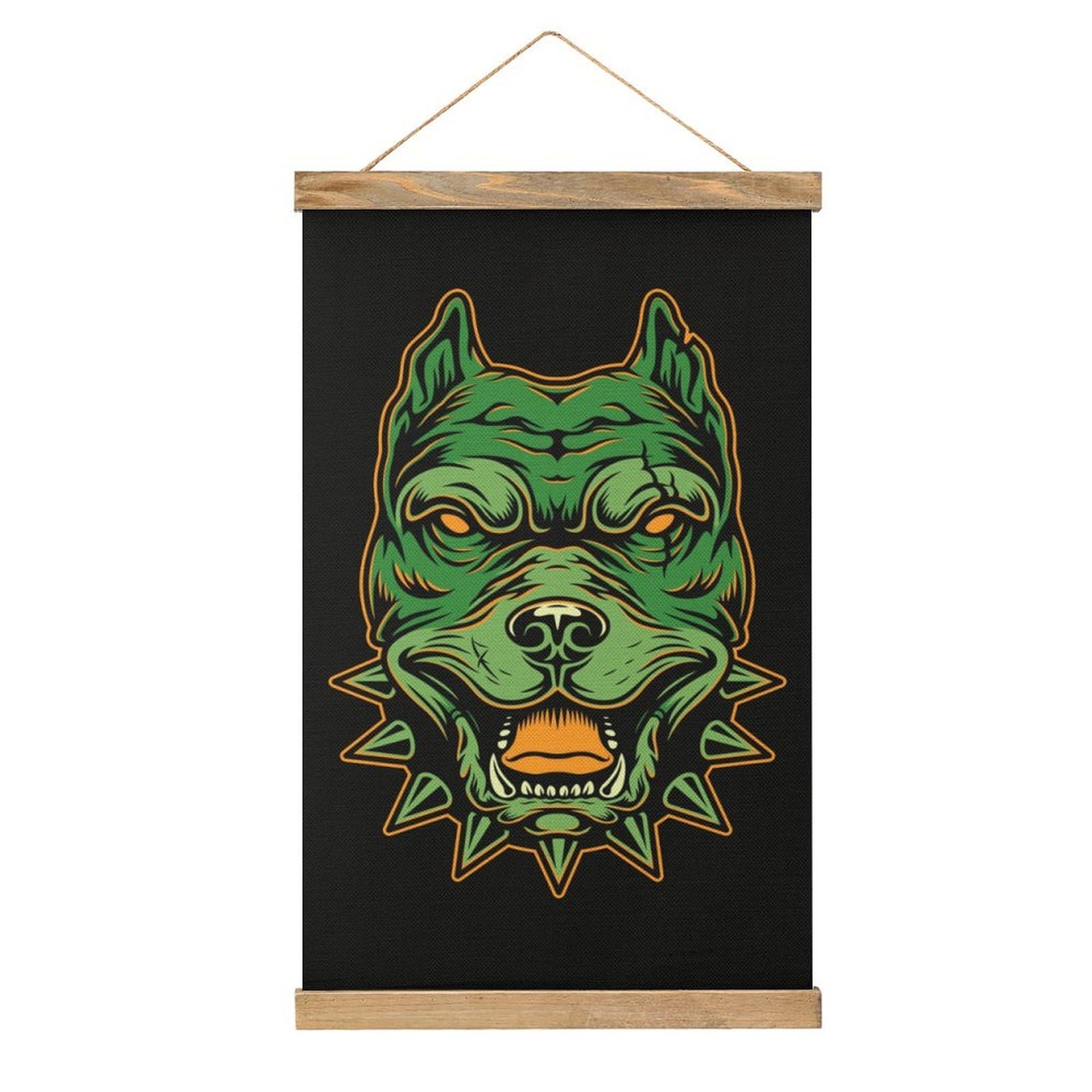 CGSBNGHA Colorful Pitbull Head Wall Art Prints Linen Hanging Painting Scroll Paintings Pictures Decor for Home