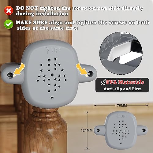 Miniatura 2 de 2 adaptadores de barandilla de escalera para puerta de bebé, se adapta a barandillas cuadradasredondas de 1.57 a 3.94 pulgadas de ancho, accesorios