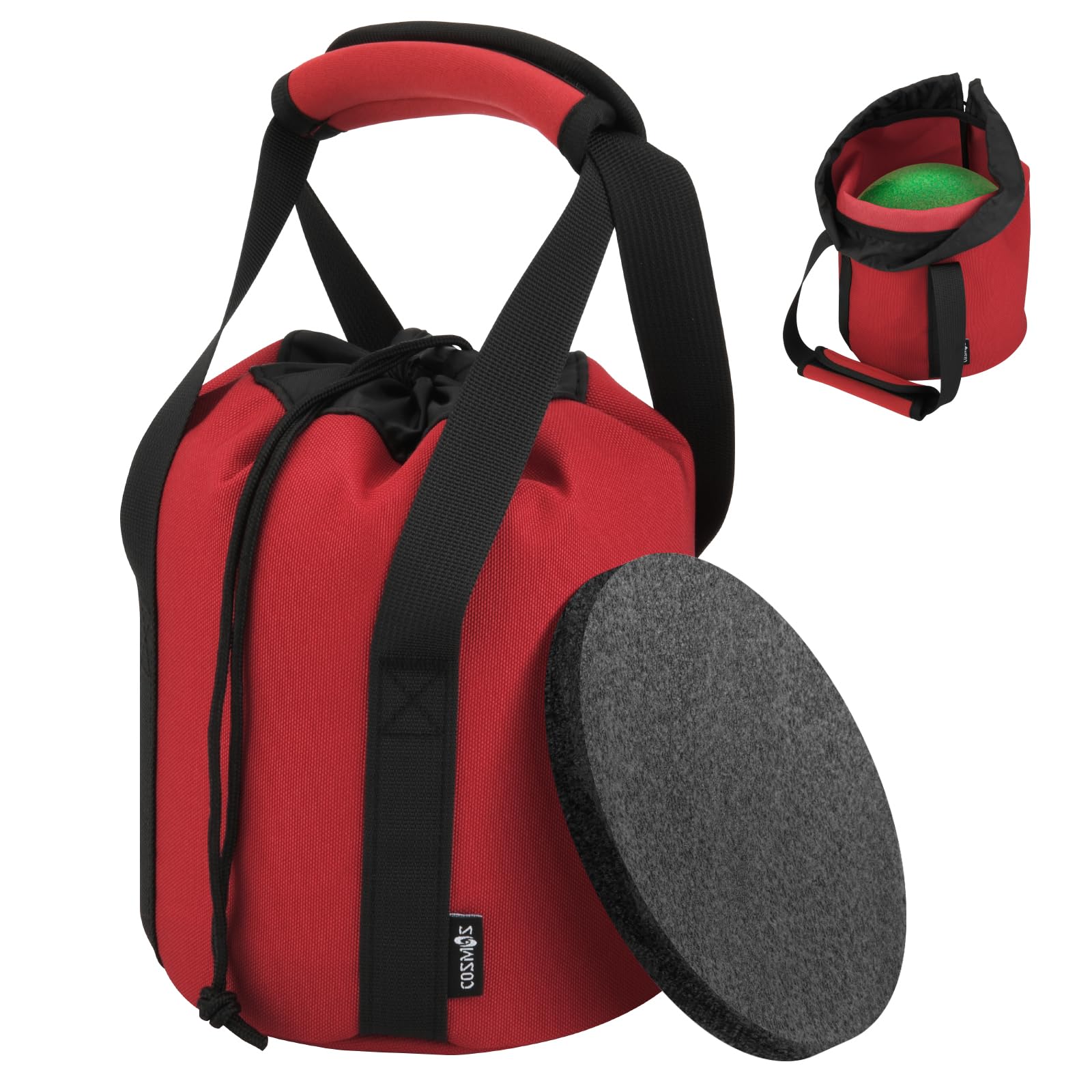 Cosmos Shot Put Bag with Comfortable Handle and Foam Pad, Portable Shot Put Ball Carry Bag for Carrying Single Ball from 6 LBS to 16 LBS (Red)