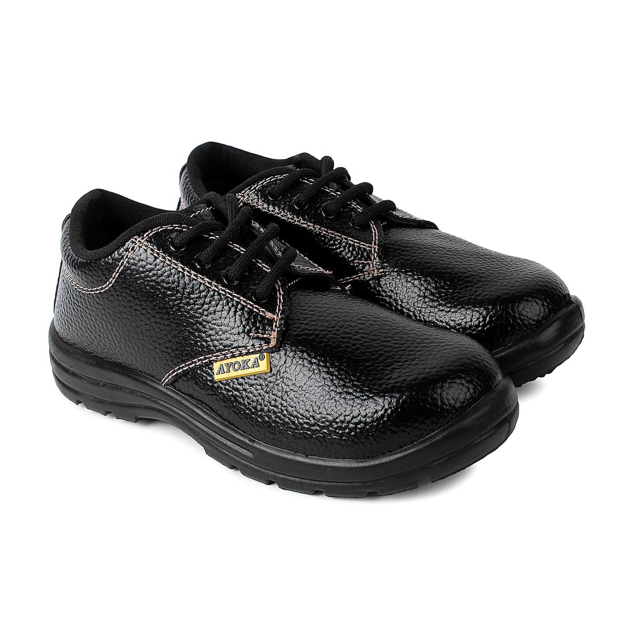 ECO Steel Toe Safety Shoes for Men | Synthetic Leather Upper | Durable PVC Sole | Industrial Work Footwear | Heavy Duty Work Safety Shoes with Slip Resistant | 1 Inch Heel - Tan-image-17