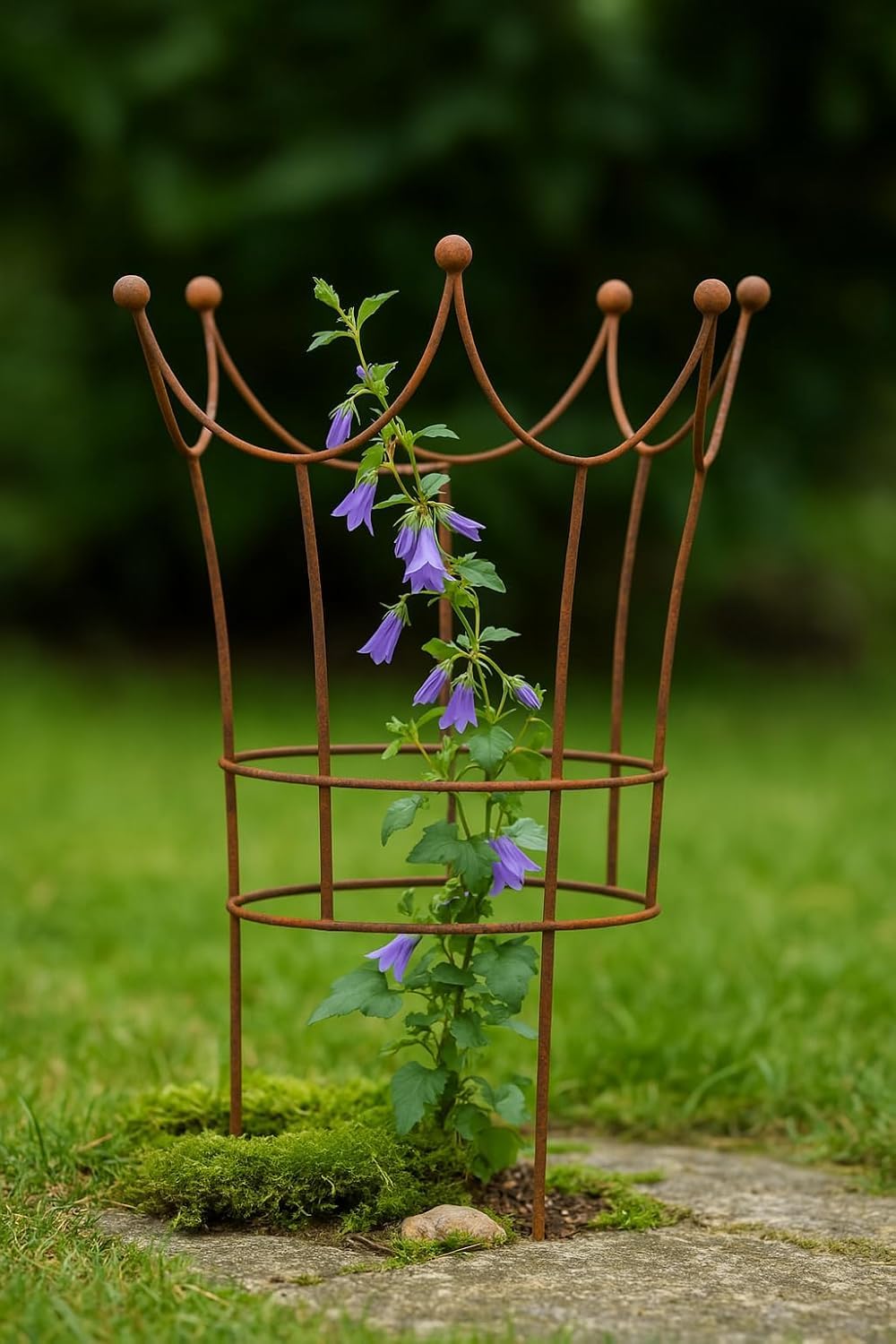 Gartendeko Rost Deko für draußen: Staudenstütze & Gartenkrone aus Metall, 45 x 50 cm, wetterfest, dekorativ bepflanzbar, ideal für Gartenliebhaber