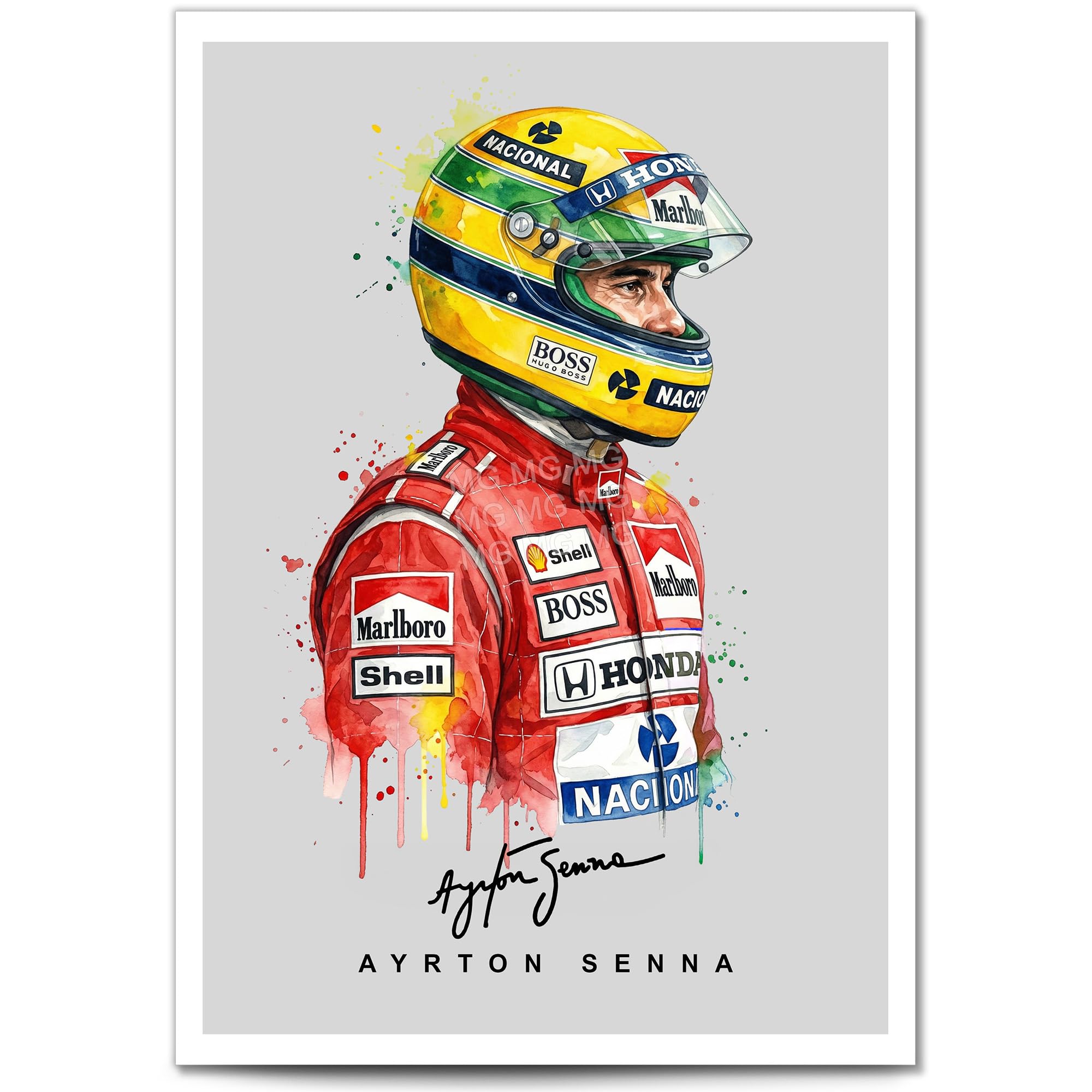 Ayrton Senna Signed Photo F1 Legend Helmet 2026 Poster Print Autograph Framed Display Memorabilia Gift (Ayrton Senna 2026, A3 Print (Unframed))