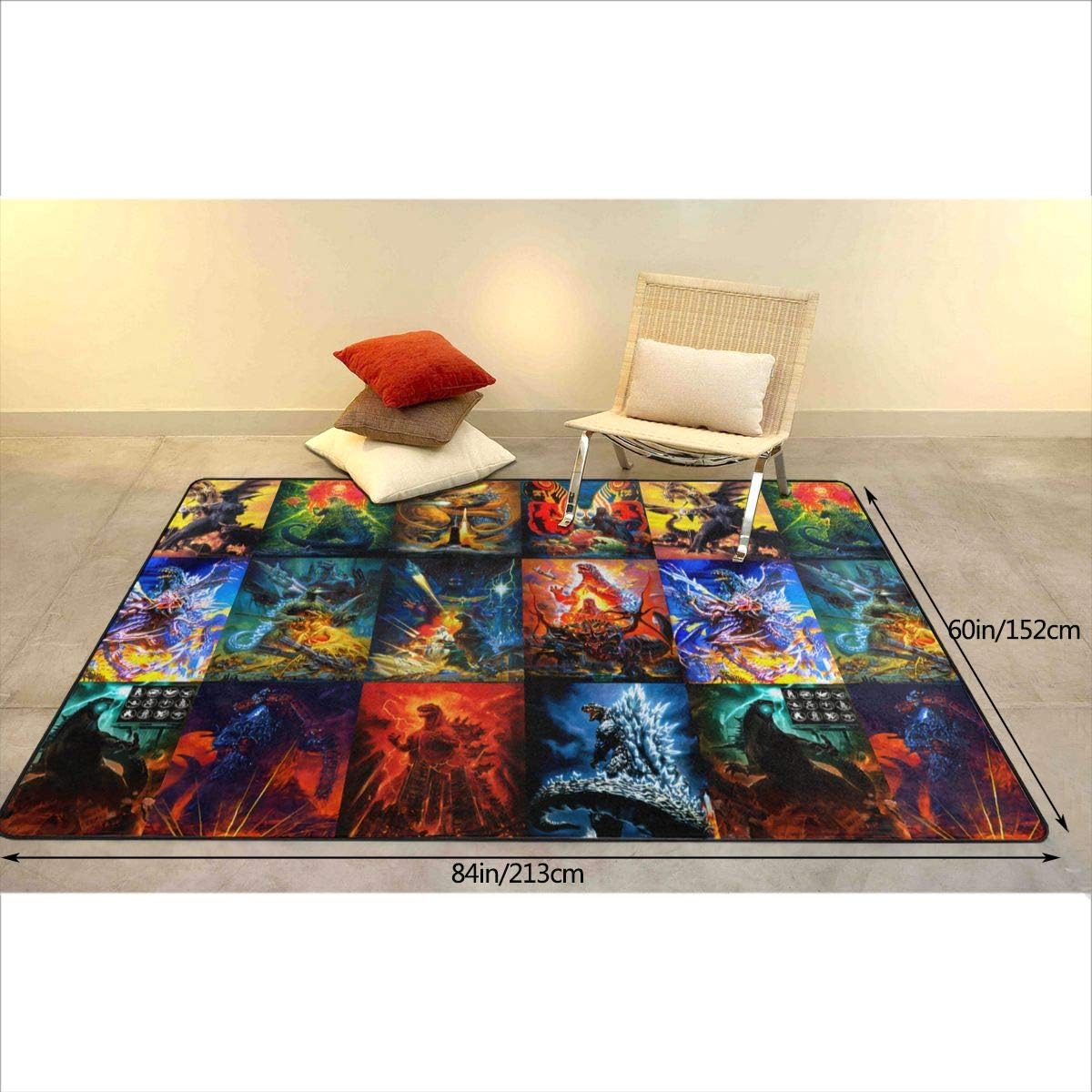 Best Quality 🔥 Ultra Large Anti-Skid Area Rug, Series Movie Posters King of The Monsters Dinosaur Carpets for Toilet Living Room, Water Absorbent Chair Mat Vintage Home Decor Mat, 7x5 Feet Get Discount 70% Price Ultra Large Anti-Skid Area Rug, Series Movie Posters King of The Monsters Dinosaur Carpets for Toilet Living Room, Water Absorbent Chair Mat Vintage Home Decor Mat, 7x5 Feet