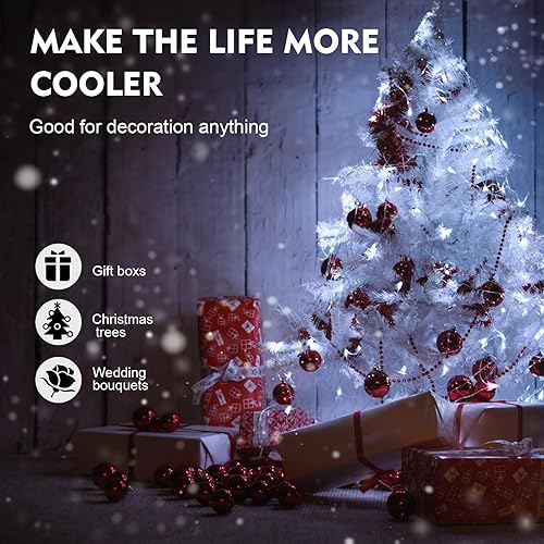 Miniatura 4 de Aogist Paquete de 24 luces de hadas de 7 pies, 20 LED, funciona con pilas, 3 modos, impermeable, alambre plateado, luciérnaga, luna estrellada,