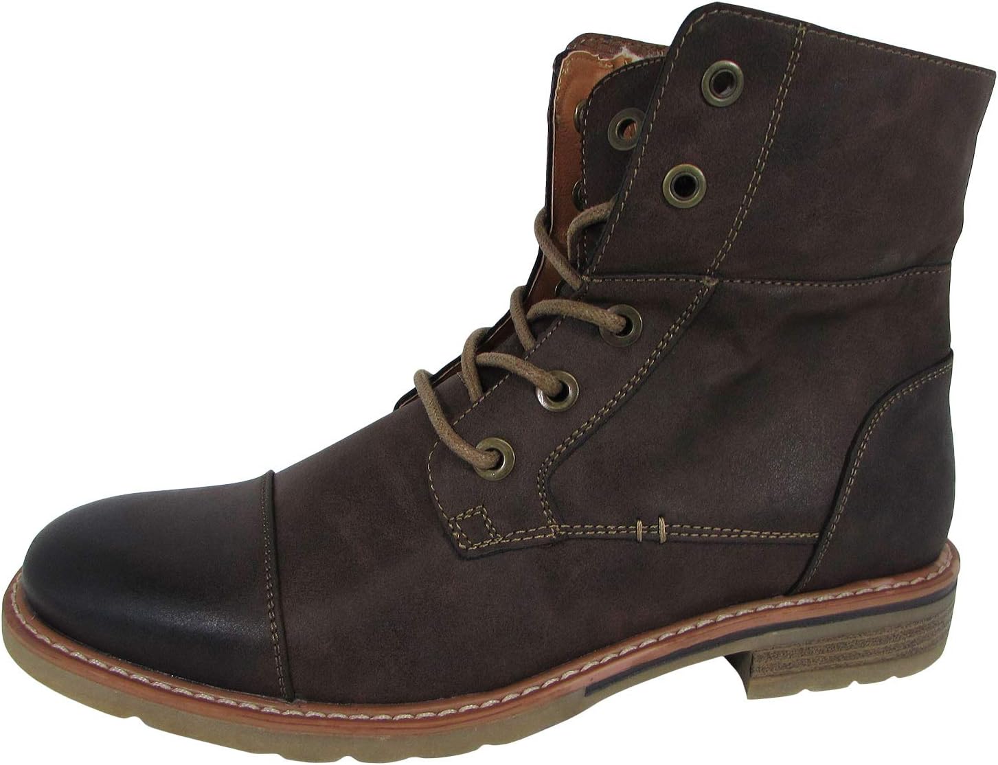Day Five Mens Casual Lace Up Fold Over Cuff Ankle Boot Shoes, Brown, US 11.5