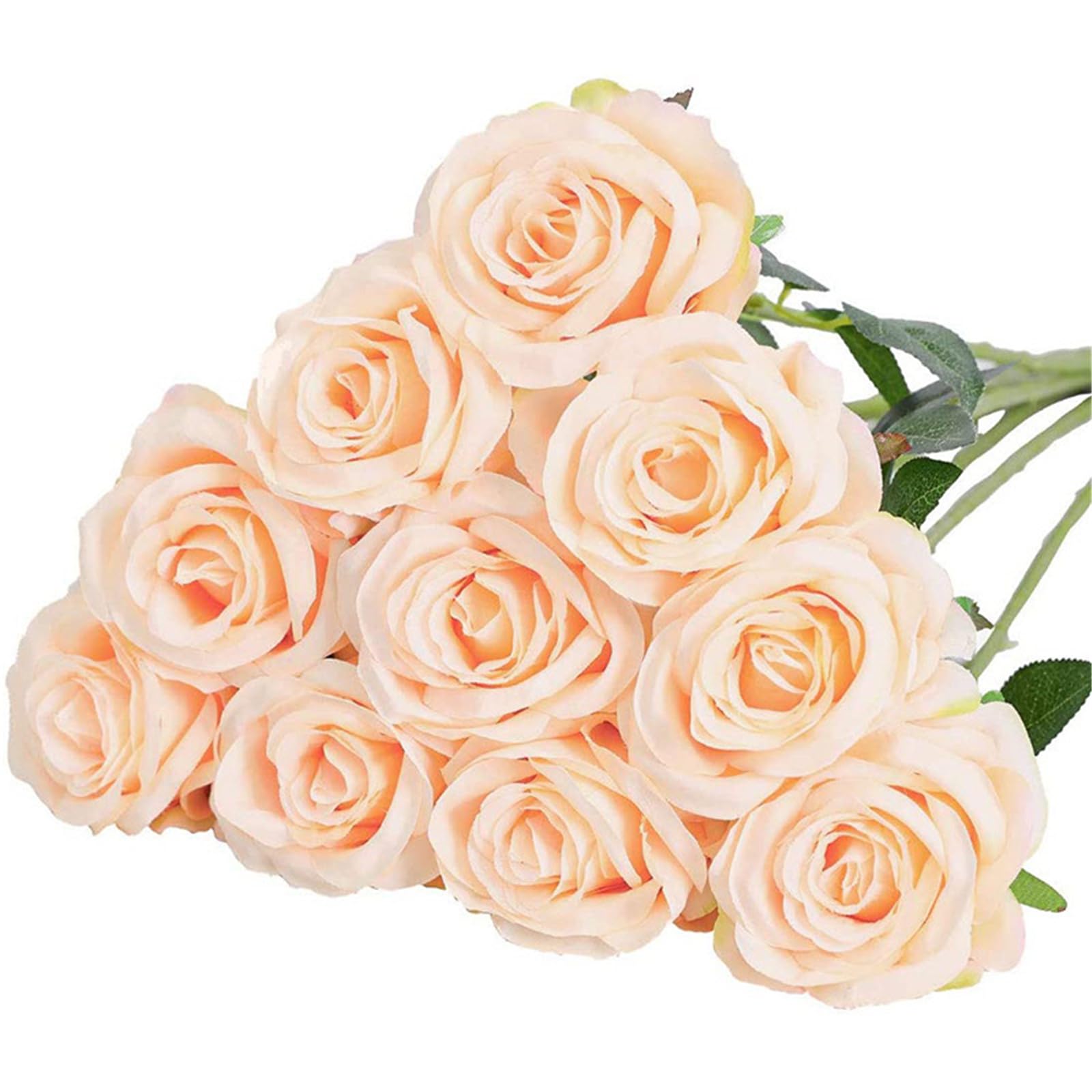 JSGHGDF Realistic Rose Flower 10Pieces Wedding Bouquet Silk Rose Home Flower Arrangement Ceremony Centerpiece Decors Realistic Silk for Wedding Decors