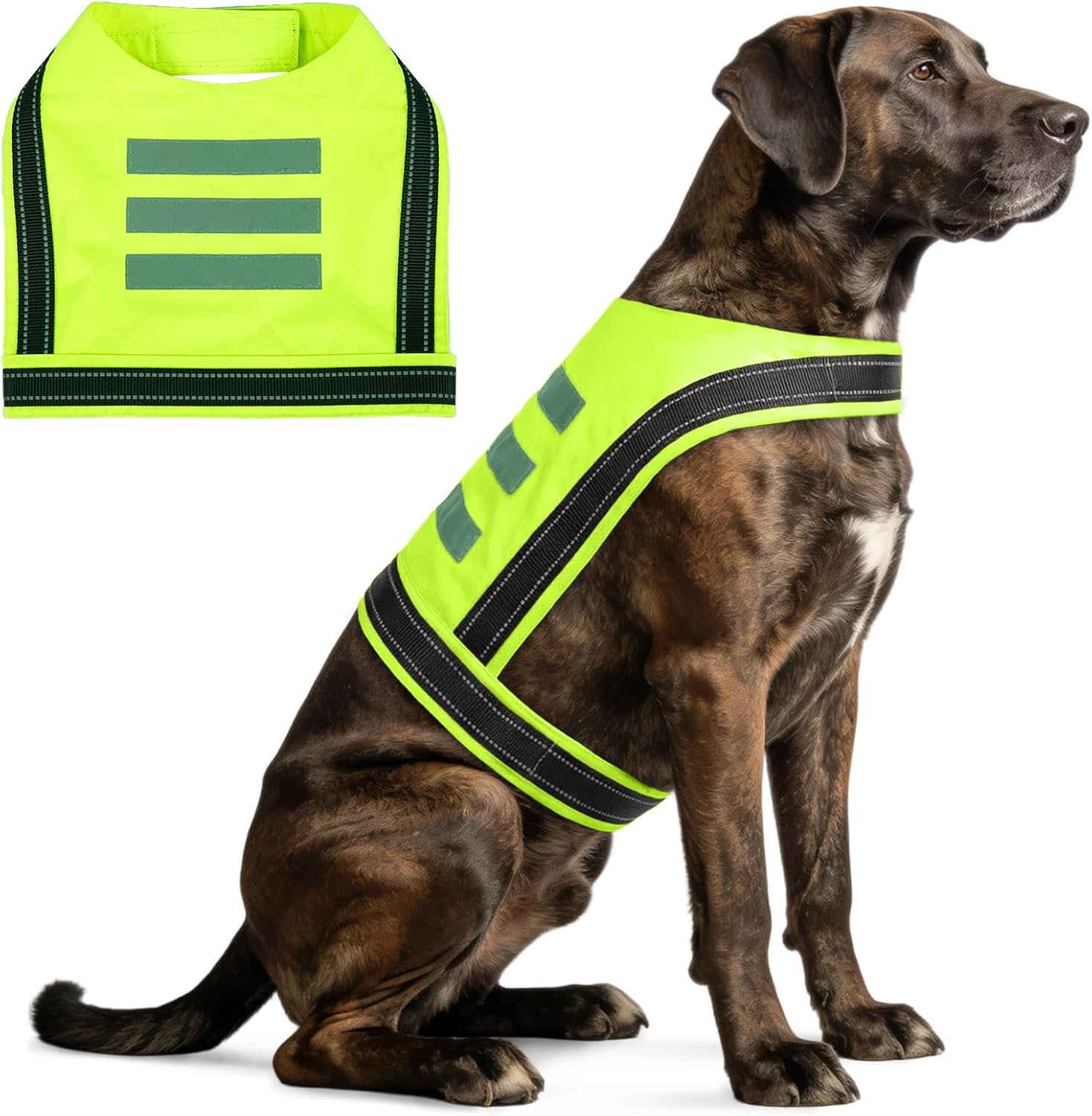 DENTRUN Dog Reflective Vest, High Visibility Safety Vest for Small Medium Large Dogs, Easy-On Adjustable Reflective Jacket for Outdoor Hunting Night Walking Jogging, Bright Yellow
