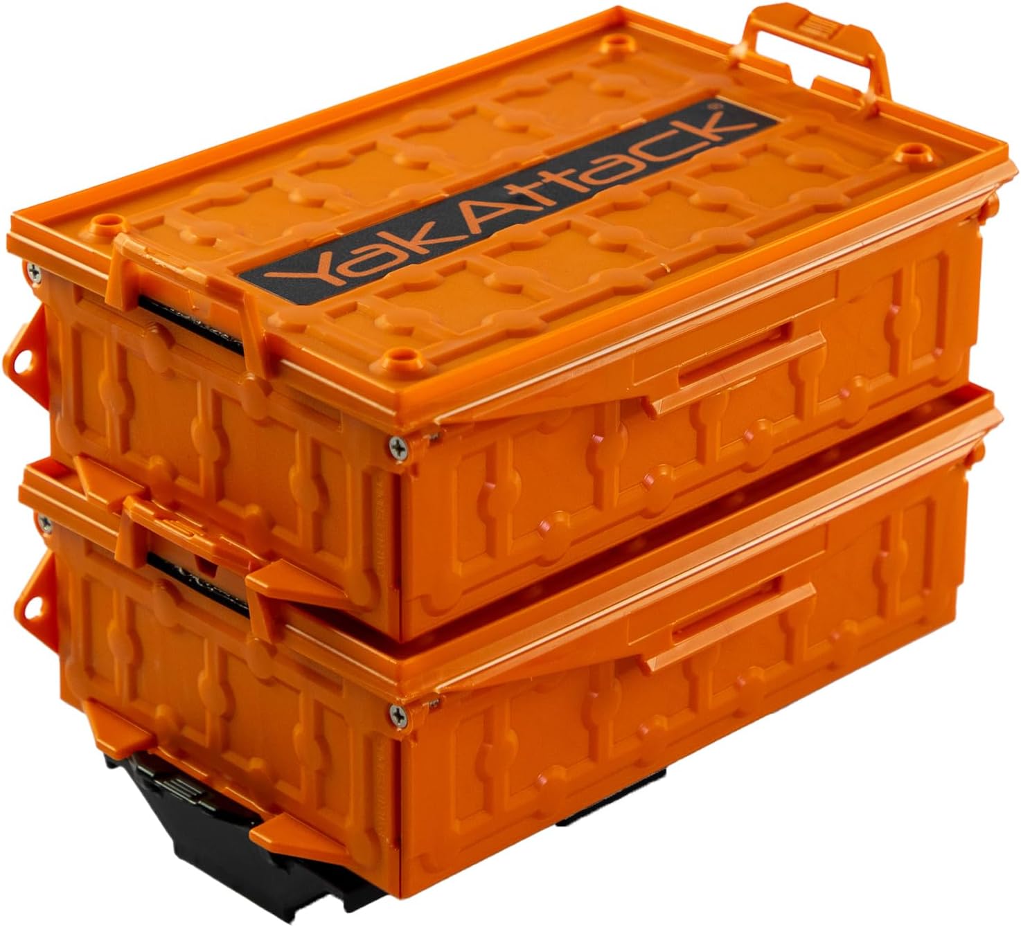 YakAttack TracPak Combo Kit, Set of Two Stacking Fishing Gear Storage Boxes with Track Mount Base, YakAttack Orange (SSO-1002-OR) | Kayak Fishing Accessories YakAttack TracPak Combo Kit, Set of Two Stacking Fishing Gear Storage Boxes with Track Mount Base, YakAttack Orange (SSO-1002-OR) | Kayak Fishing Accessories