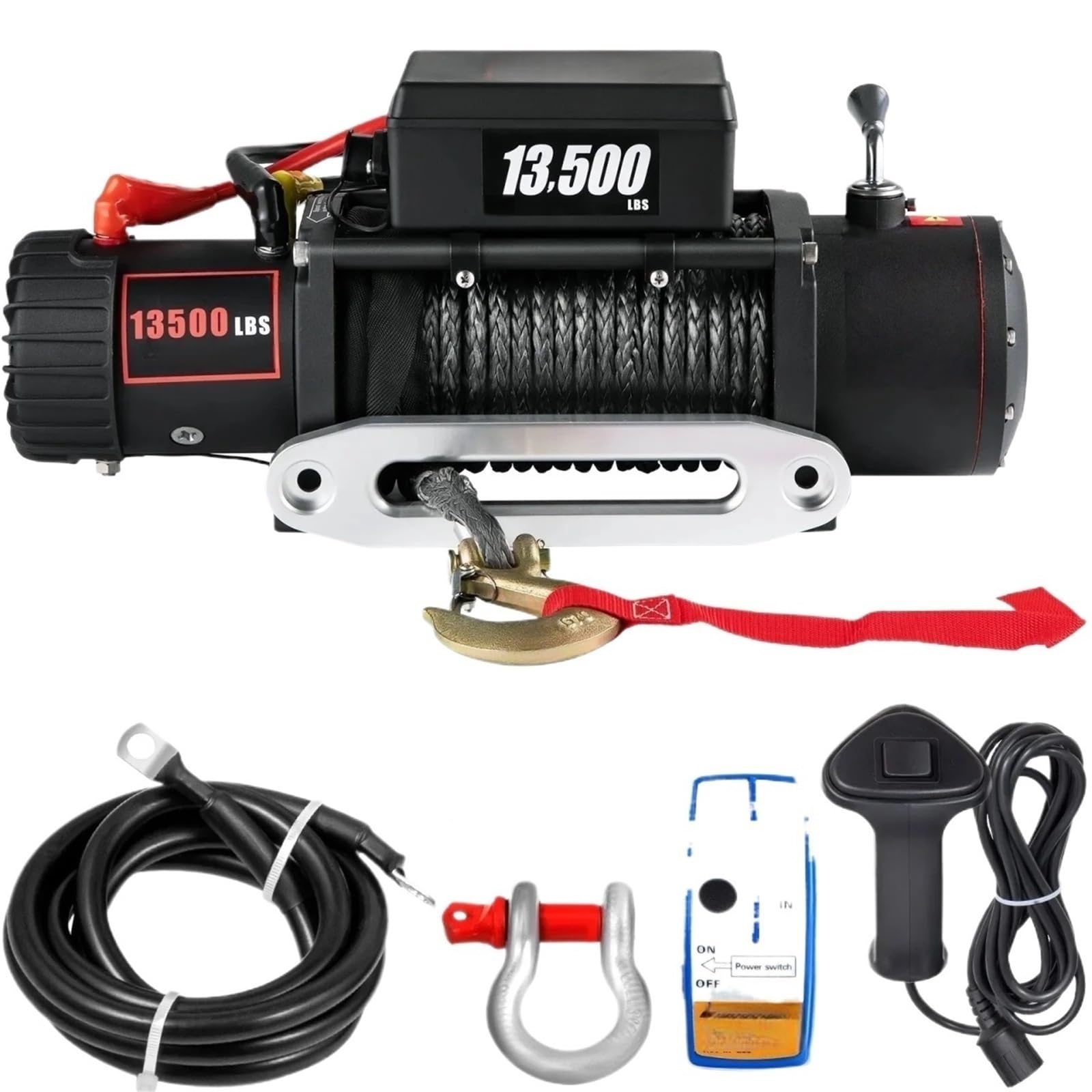 Wciągnik elektryczny Wciągarka Elektryczna 13500LBS 12 V Wciągarka Z Syntetyczną Liną Holowniczą Wciągnik 24M / 92FT