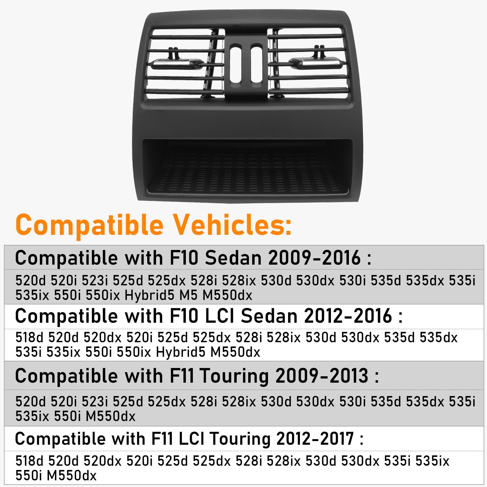 Lüftungsgitter Klimaanlage Kompatibel mit bmw 5er F10 F11 Lüftungsgitter Hinten F10 F11 520 523 525 528 530 535 550 2010-2016 (Model C)