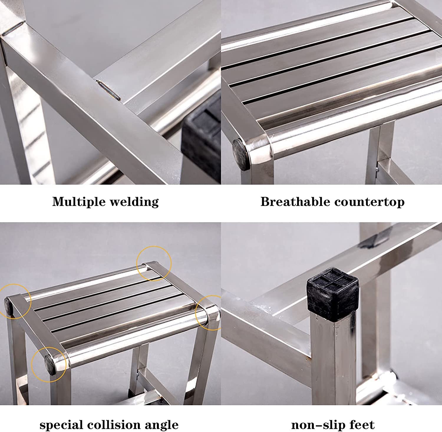 Taburete de ducha, asiento de ducha de acero inoxidable con capacidad de 300 kg, diseño antideslizante, ideal para ancianos y discapacitados
