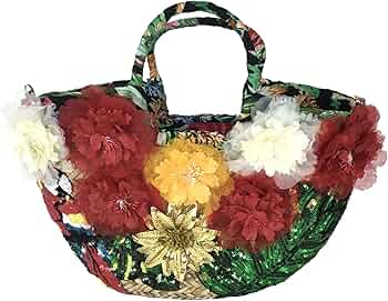 Amazon.com: Alex Max Multicolor Parrot & Floral Straw Tote Bag