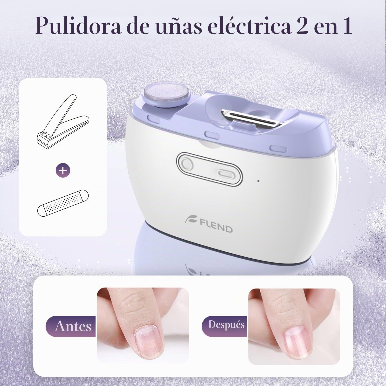 Cortaúñas eléctrico automático, lima de uñas portátil, sin ruido, restos de uñas, cubierta de uñas, lijado y pulido, 2 en 1, fácil operación, luz LED, cortador de uñas, cortador de uñas para niños
