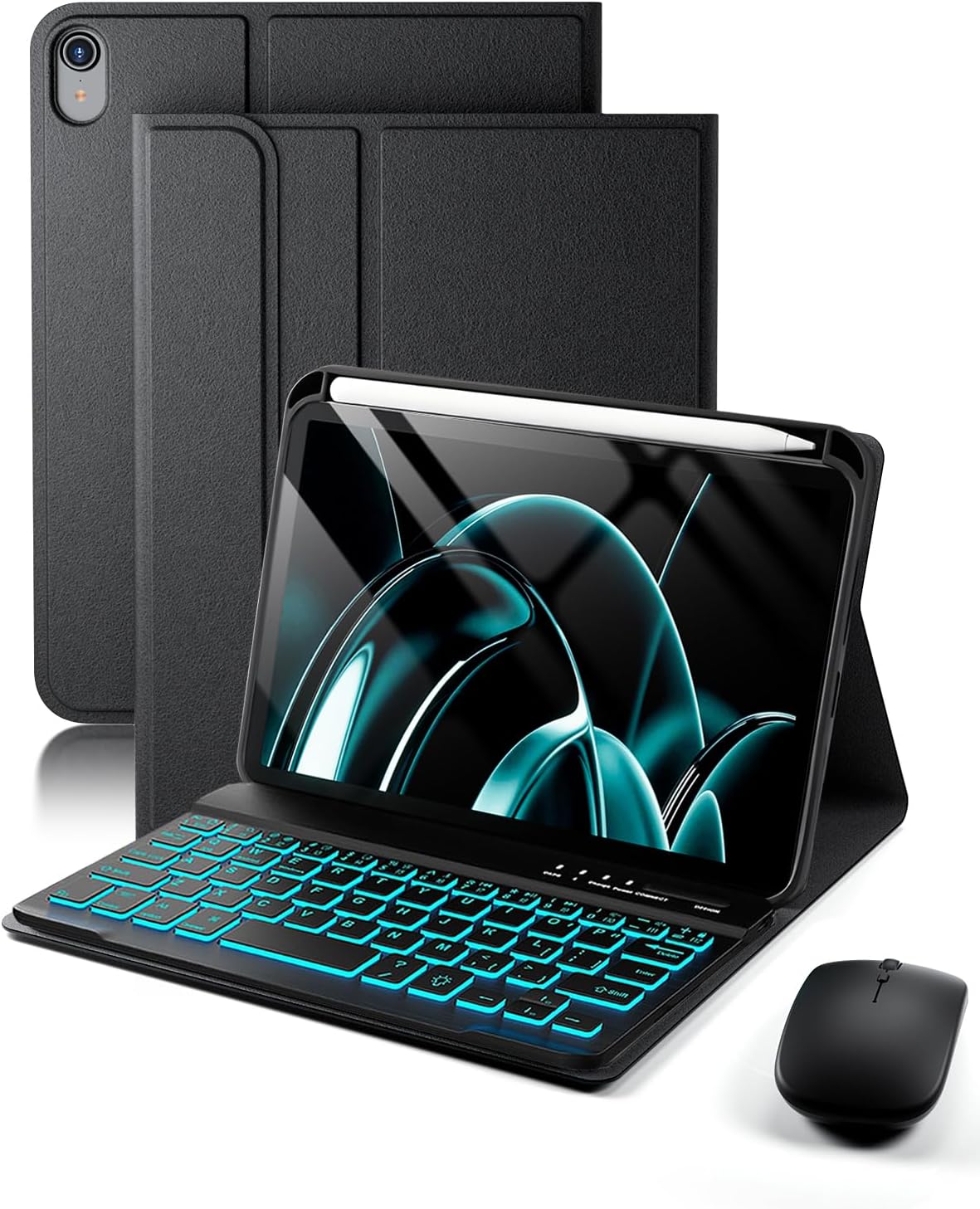 SAMTUNK for iPad mini 7 (2024) & Mini 6 (2021) Case with Keyboard for iPad mini (A17 Pro) 7th 6th Generation 8.3" - 7 Colors Backlit Keyboard Case - Built in Pencil Holder with Mouse - Black