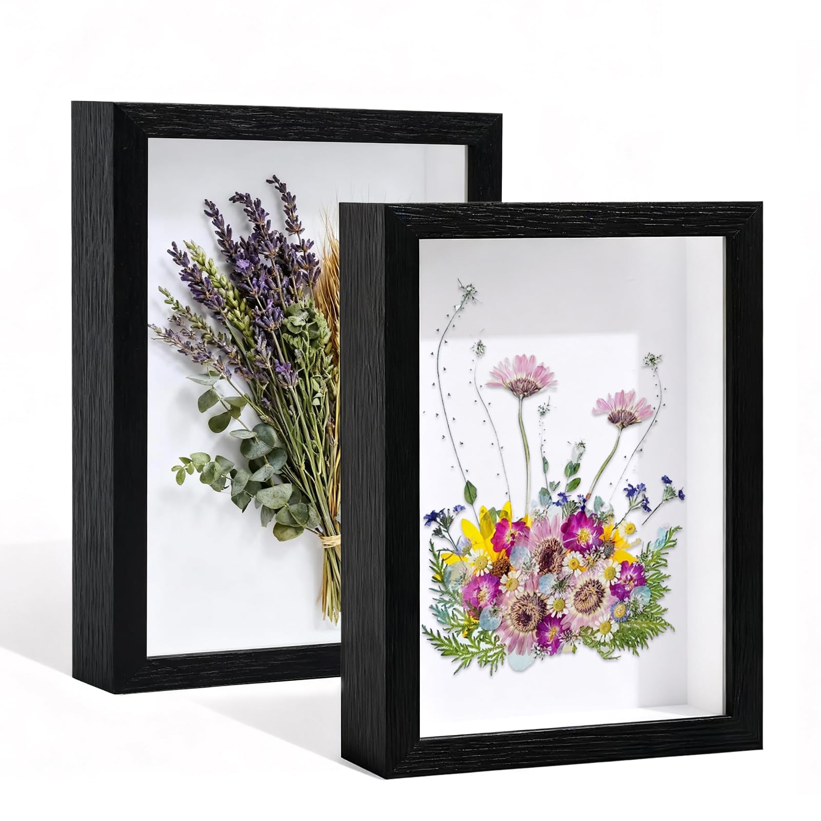 3D Shadow Box, 2Pcs Box Frame, Shadow Box Frame, Box Frames 20.3x25.3cm (3cm Depth), Deep Box Frame for Memorabilia, Medals, Dried Flowers & DIY Crafts（Black）